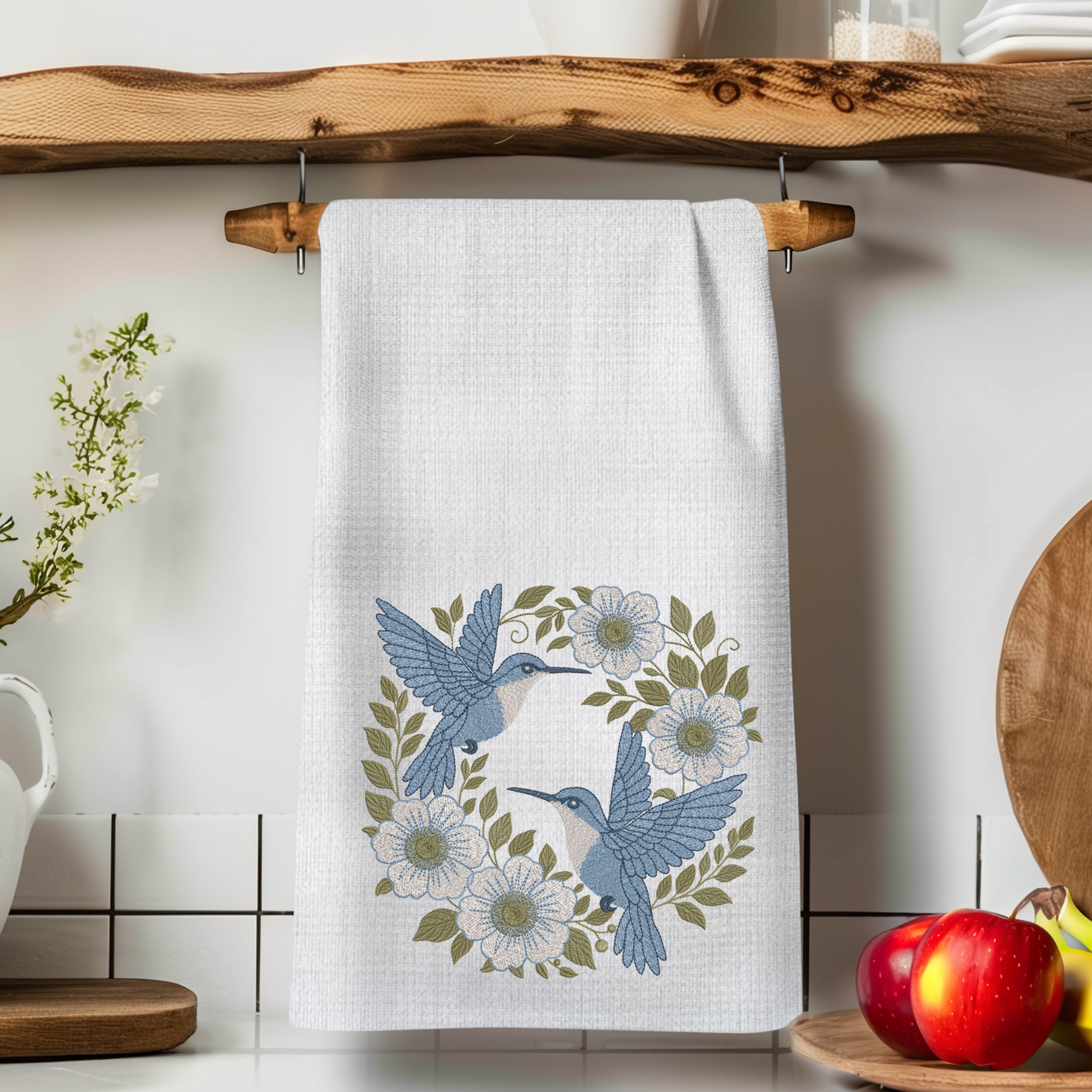 Blue Hummingbird Floral Wreath-9