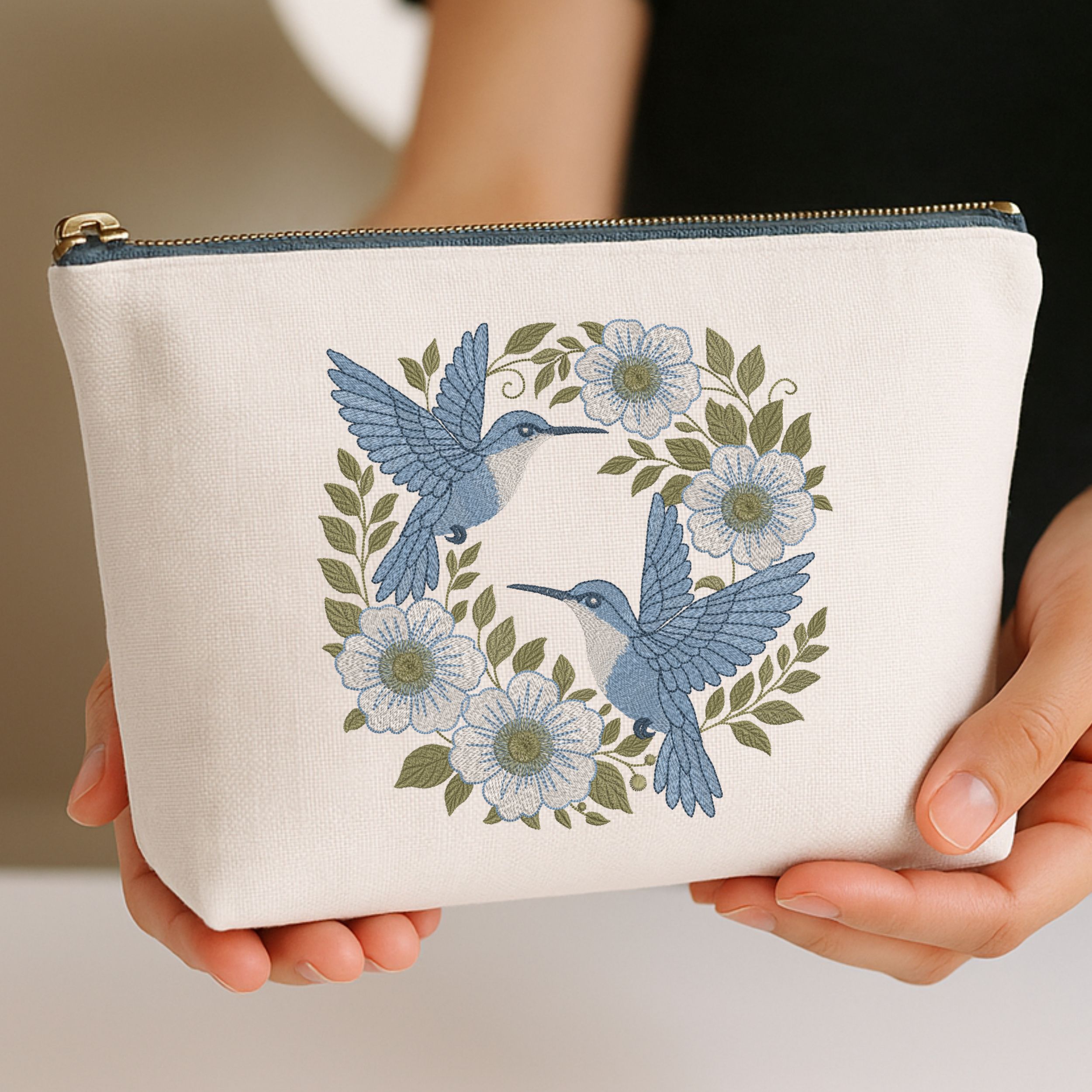Blue Hummingbird Floral Wreath-10