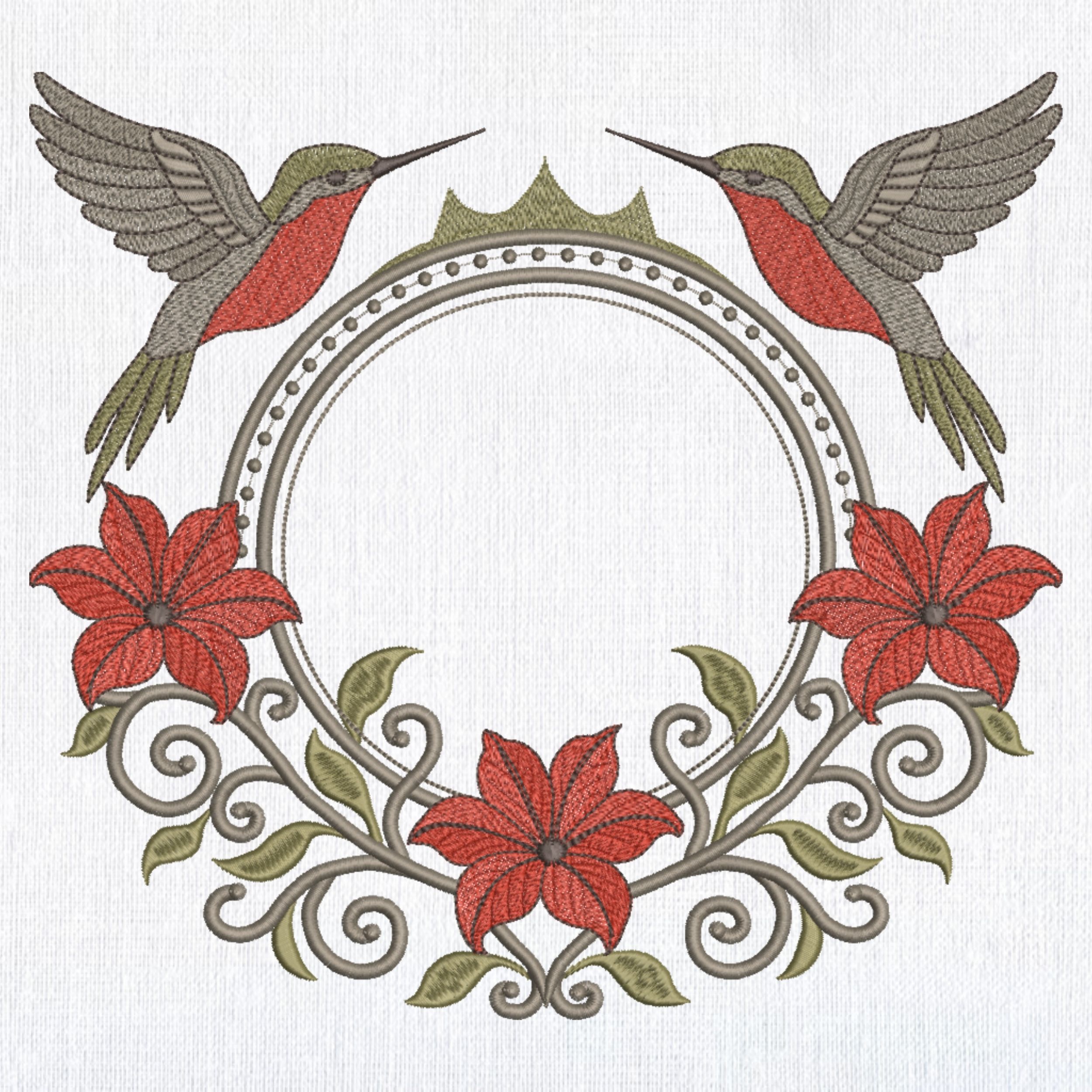 Floral Hummingbird Monogram Frame-3