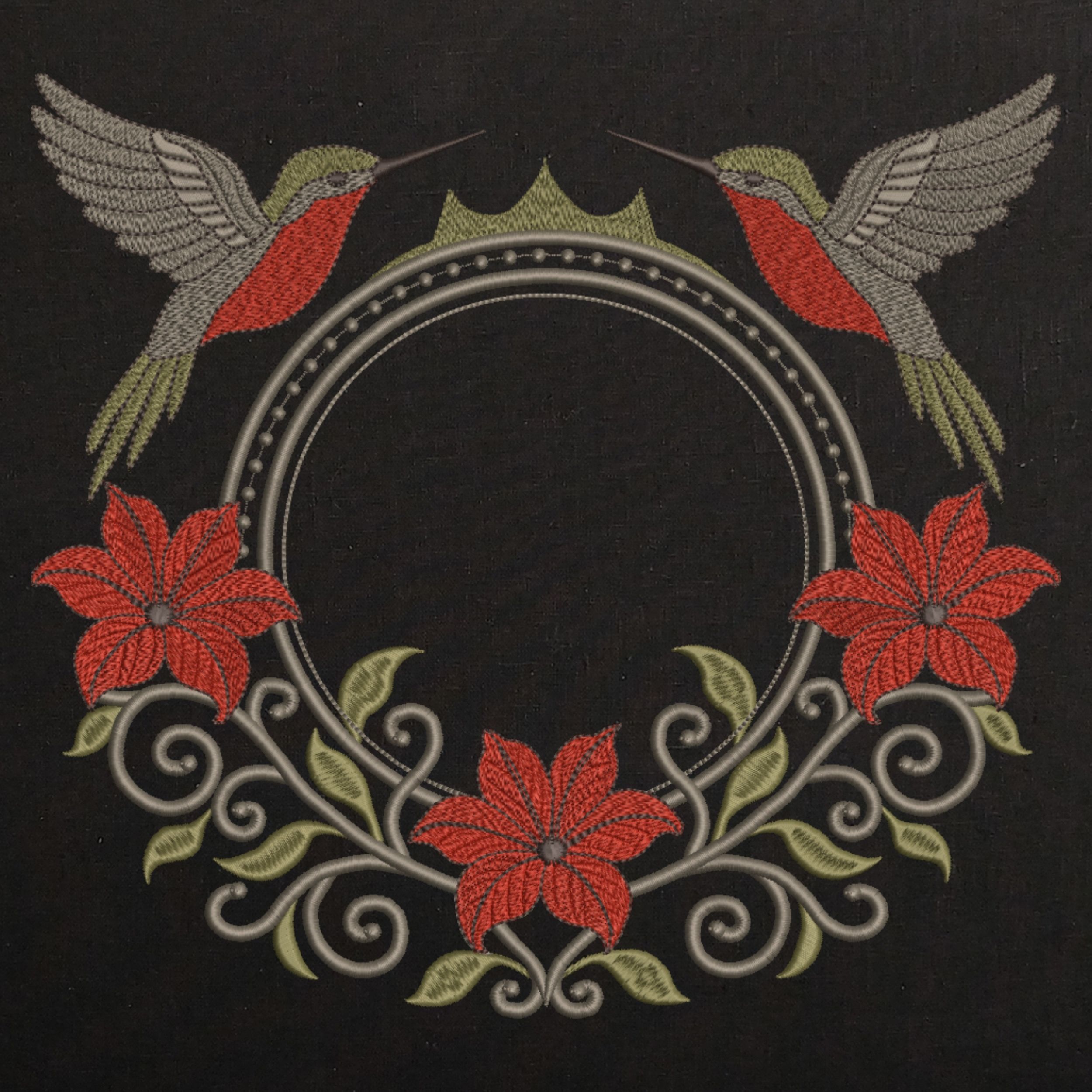 Floral Hummingbird Monogram Frame-4