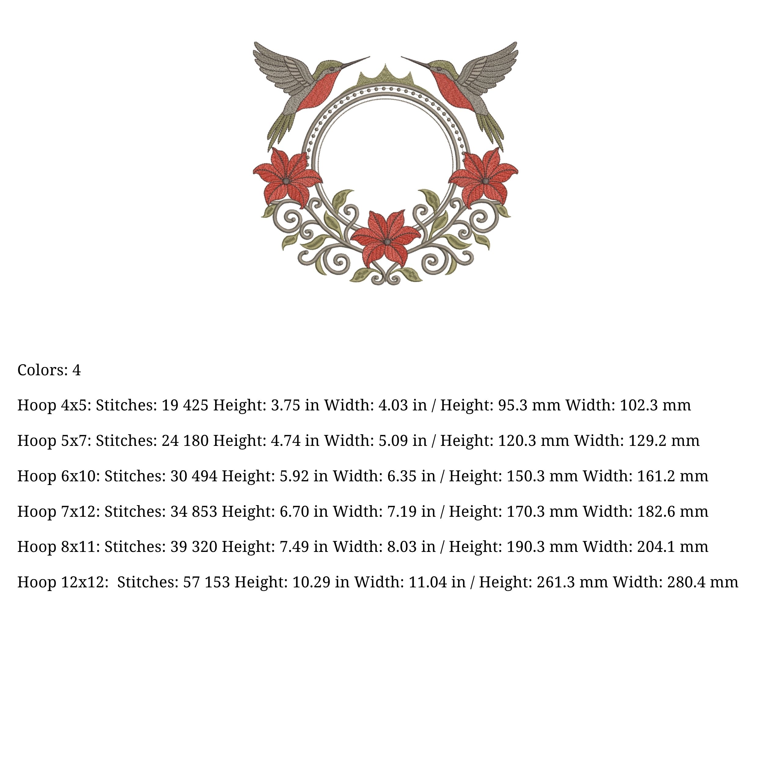 Floral Hummingbird Monogram Frame-5