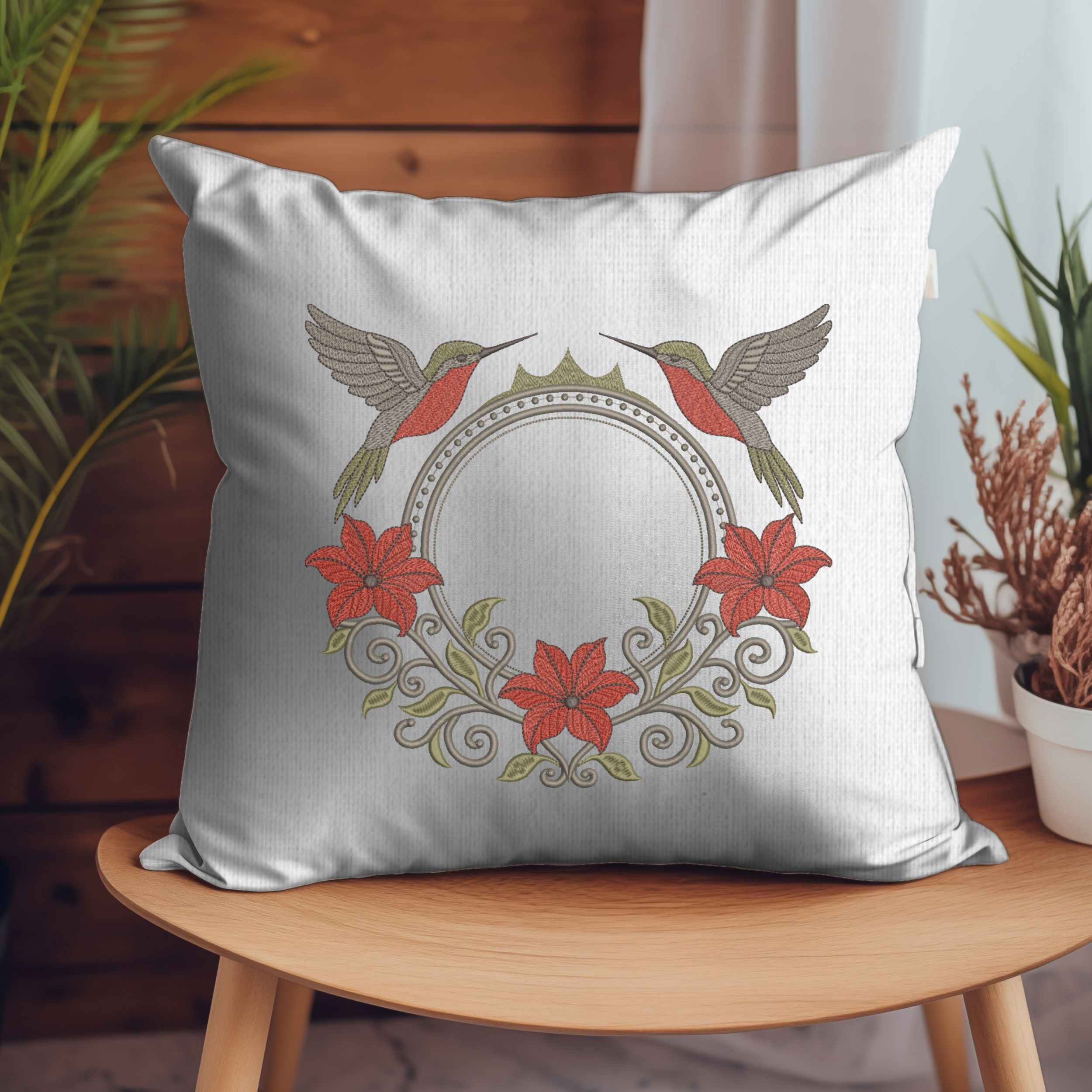 Floral Hummingbird Monogram Frame-6
