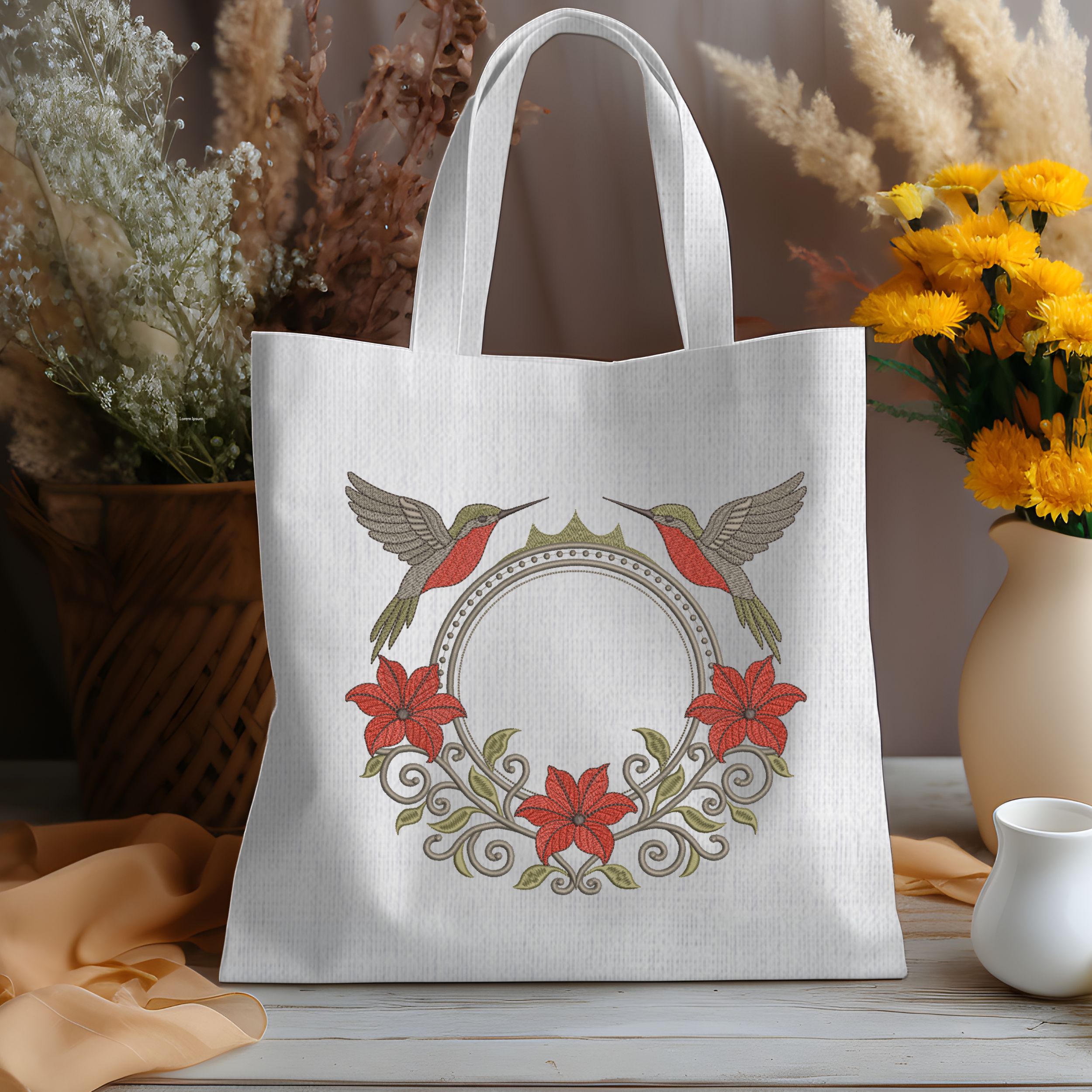 Floral Hummingbird Monogram Frame-8