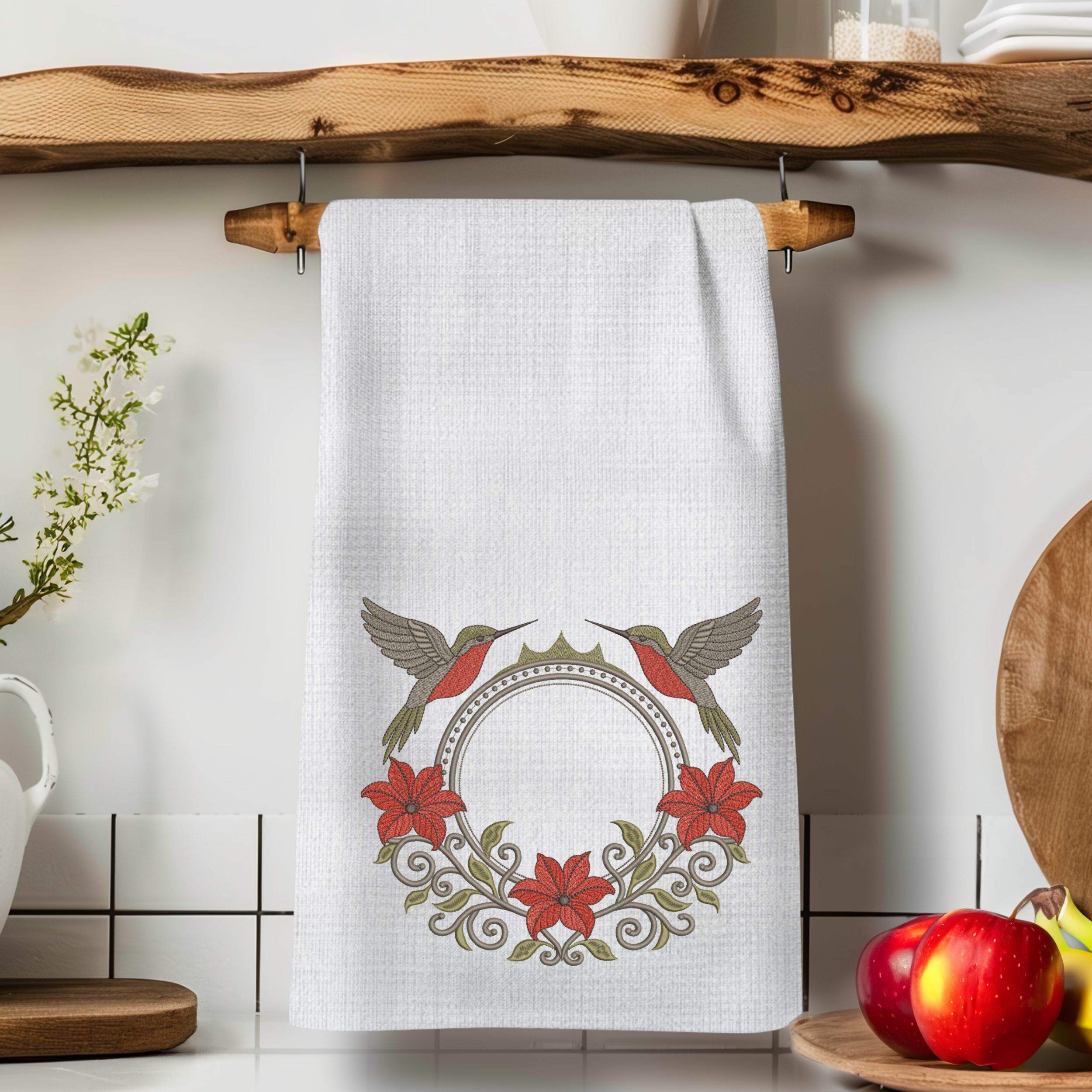 Floral Hummingbird Monogram Frame-9