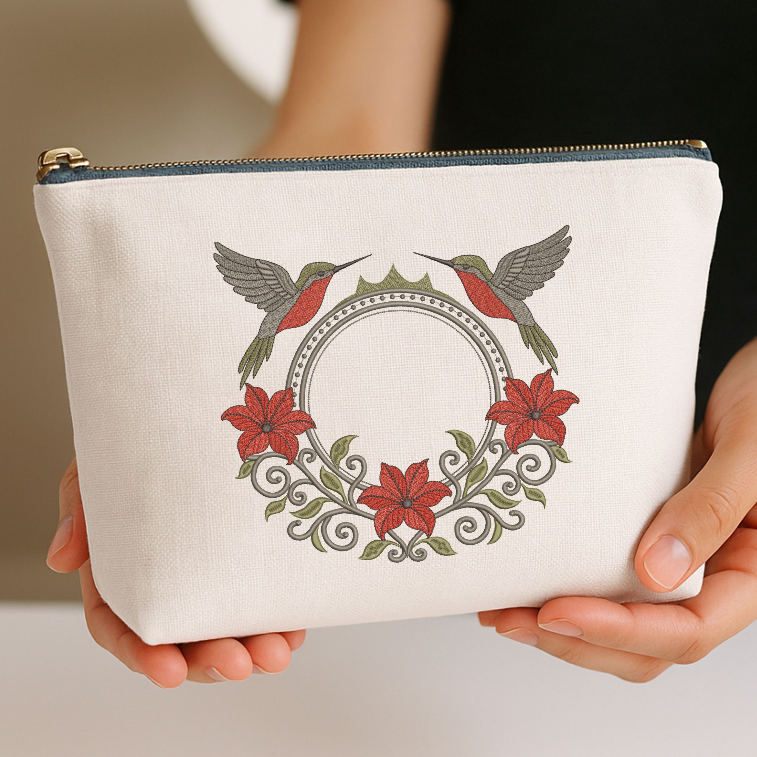 Floral Hummingbird Monogram Frame-10