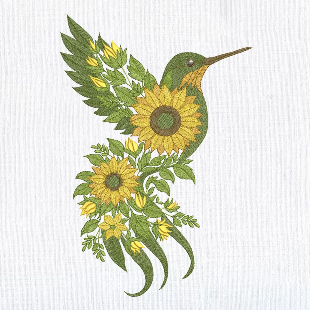 Sunflower Floral Hummingbird-3