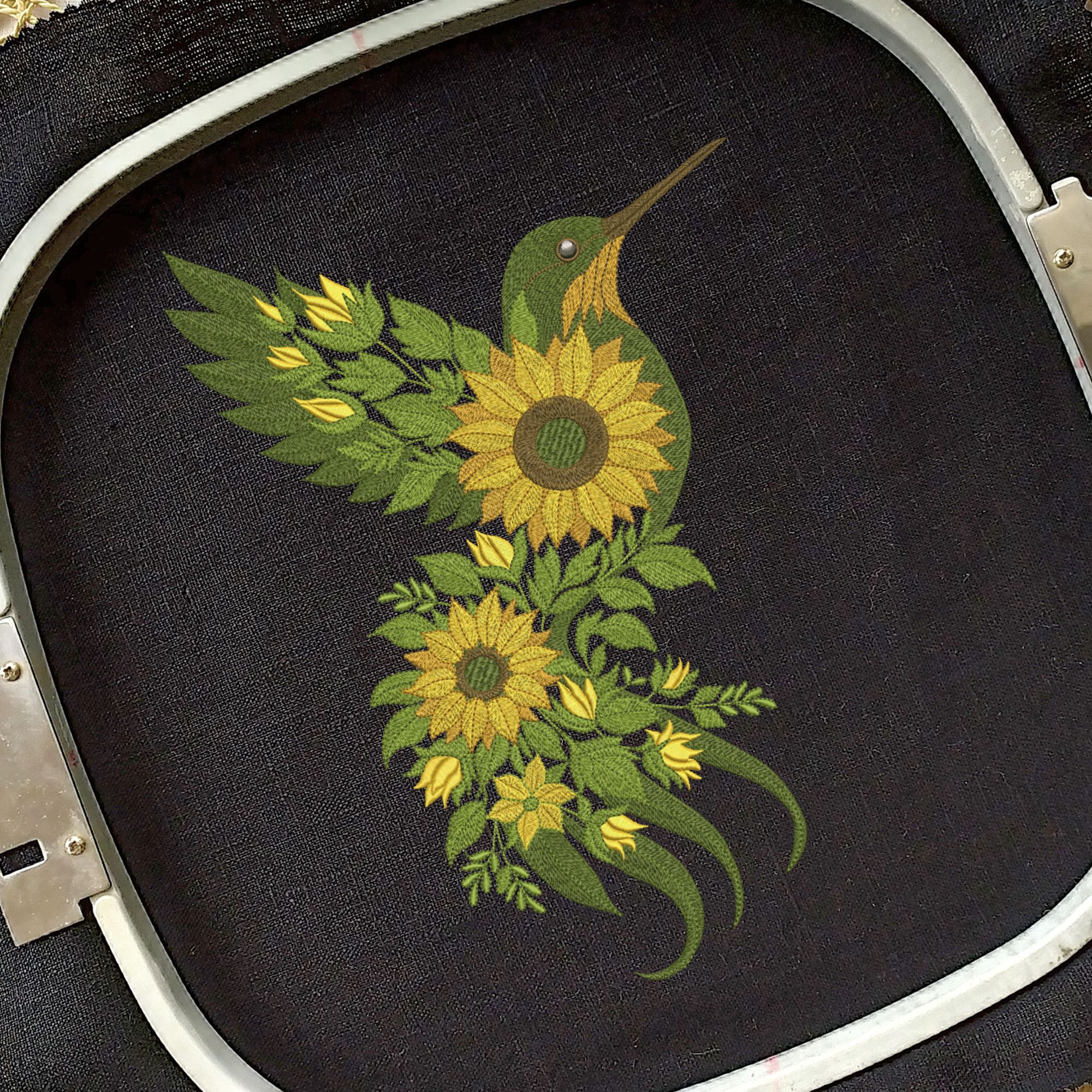 Sunflower Floral Hummingbird-5