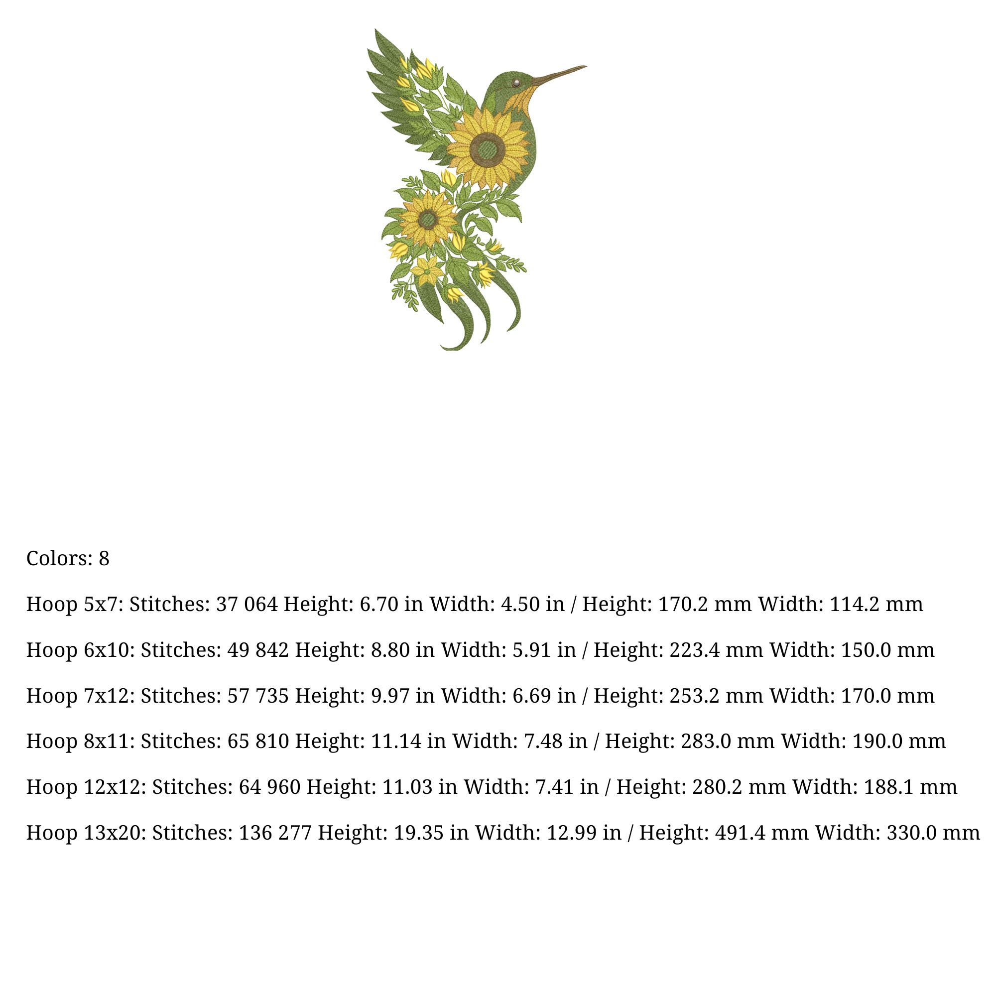 Sunflower Floral Hummingbird-6