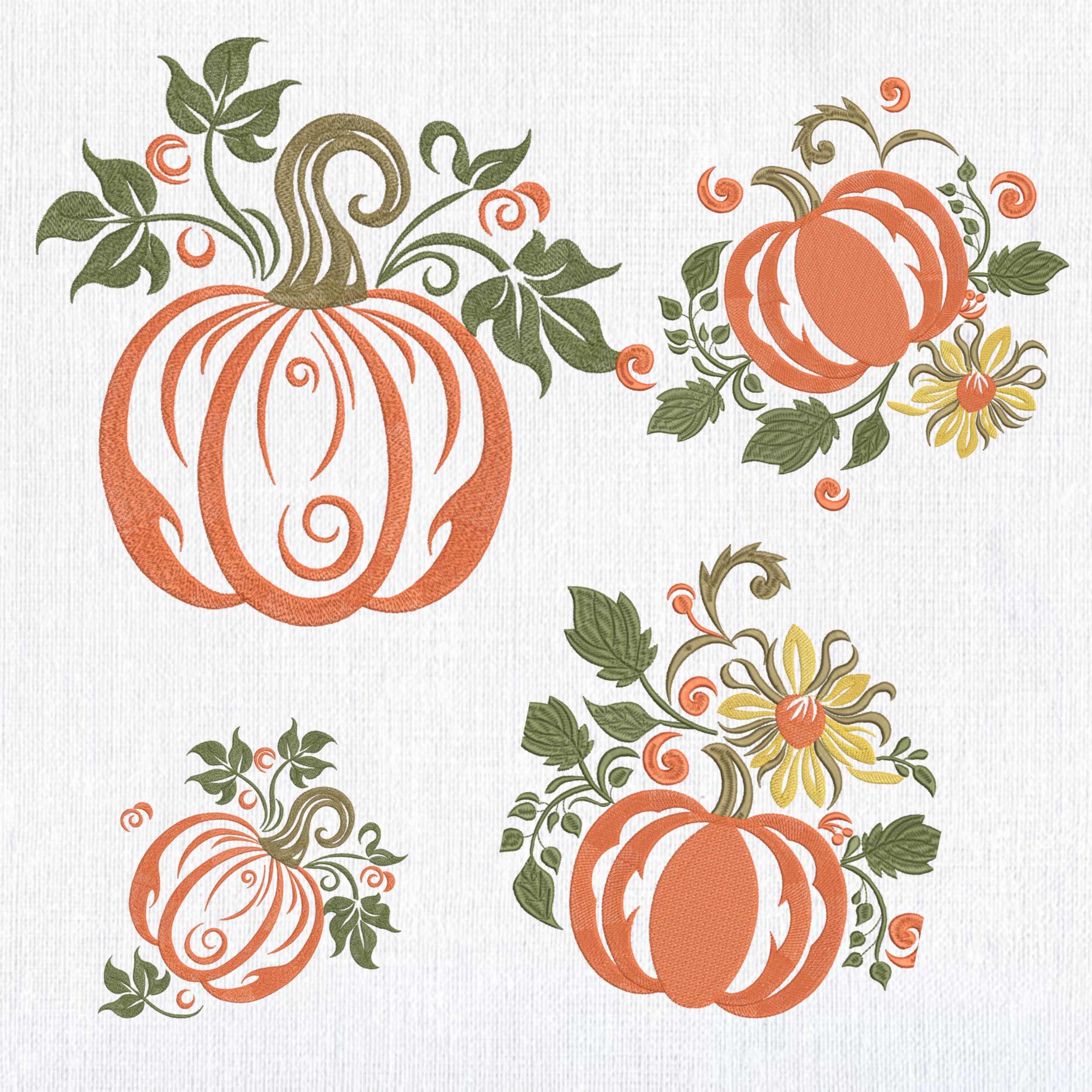 Set 4 Orange Fall Pumpkin Sunflower Leaves-3