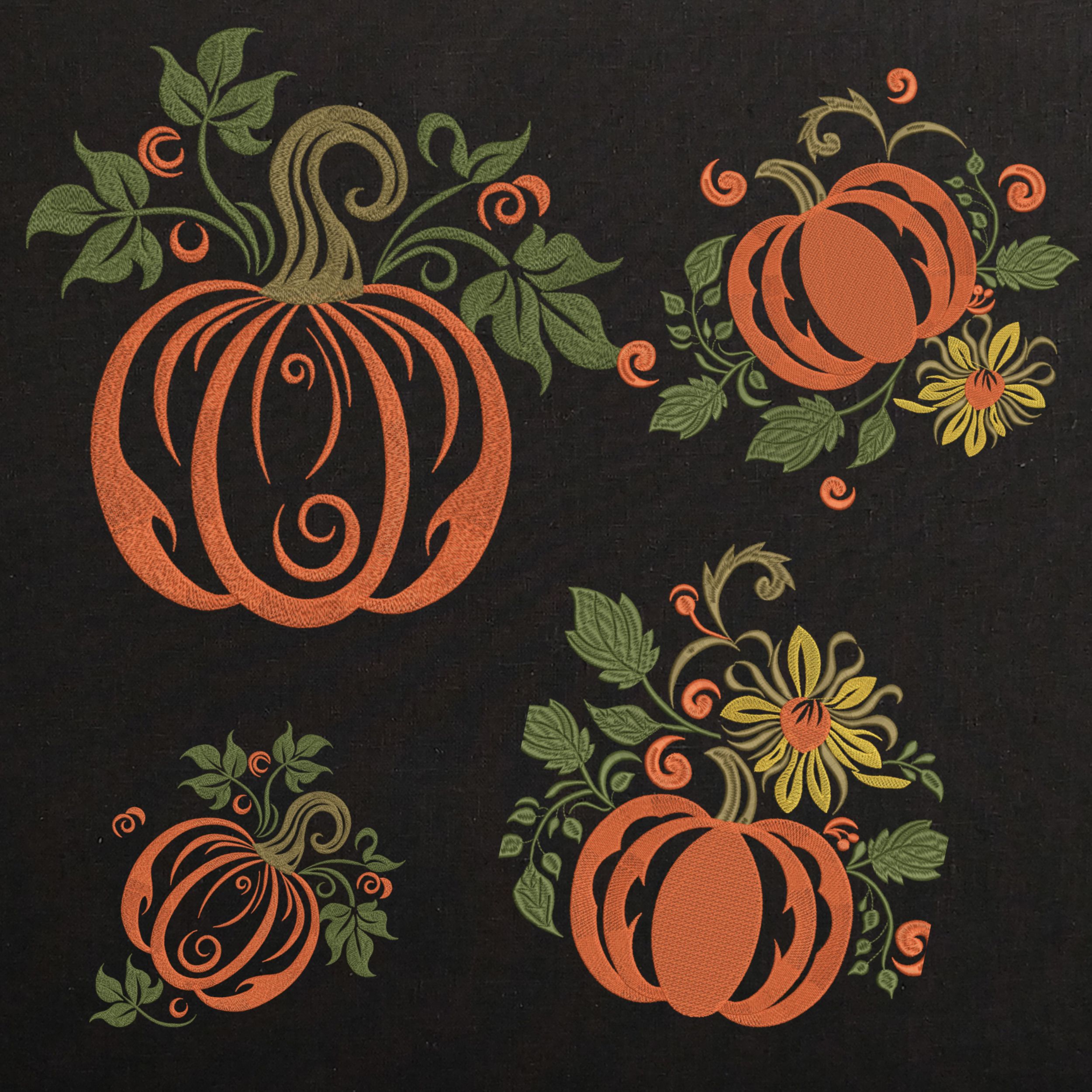 Set 4 Orange Fall Pumpkin Sunflower Leaves-5