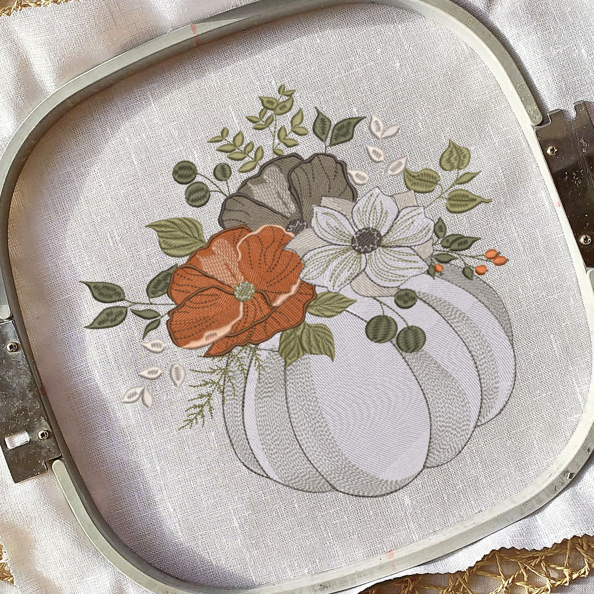 Thanksgiving Floral White Pumpkin-6