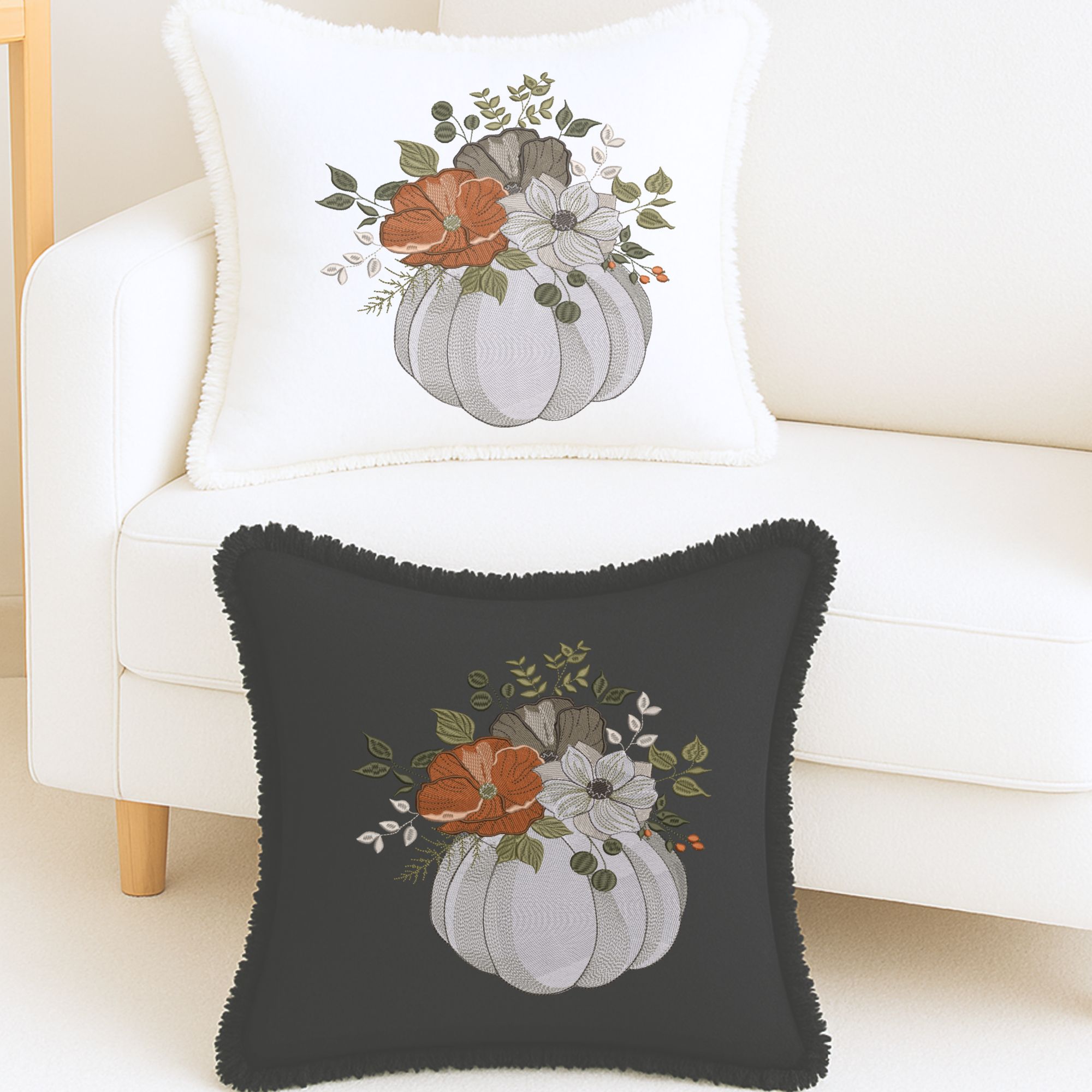 Thanksgiving Floral White Pumpkin-9