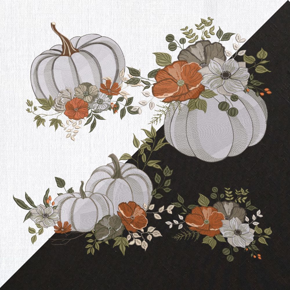 Set 4 Elegant White Pumpkin Fall Floral-3