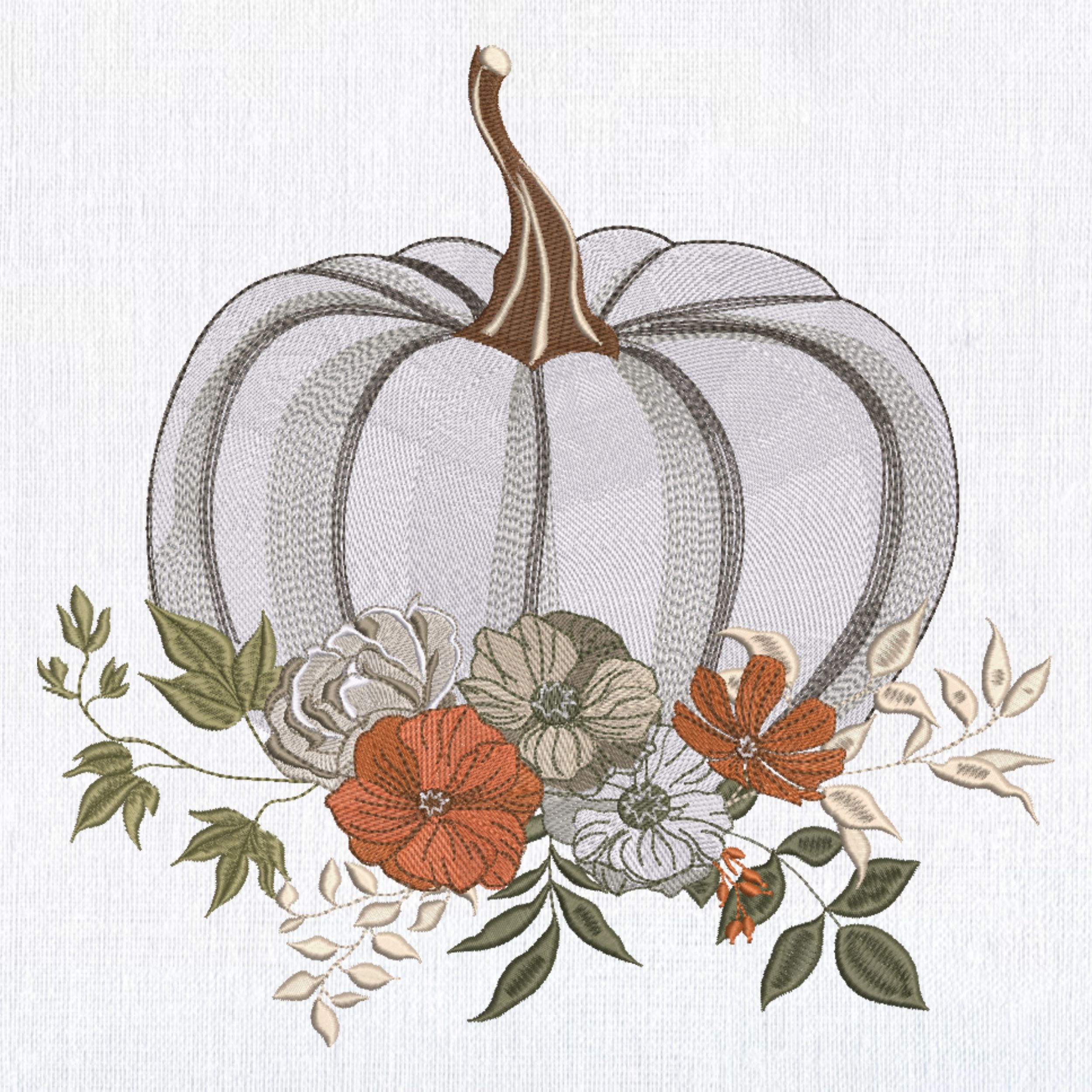 Set 4 Elegant White Pumpkin Fall Floral-7
