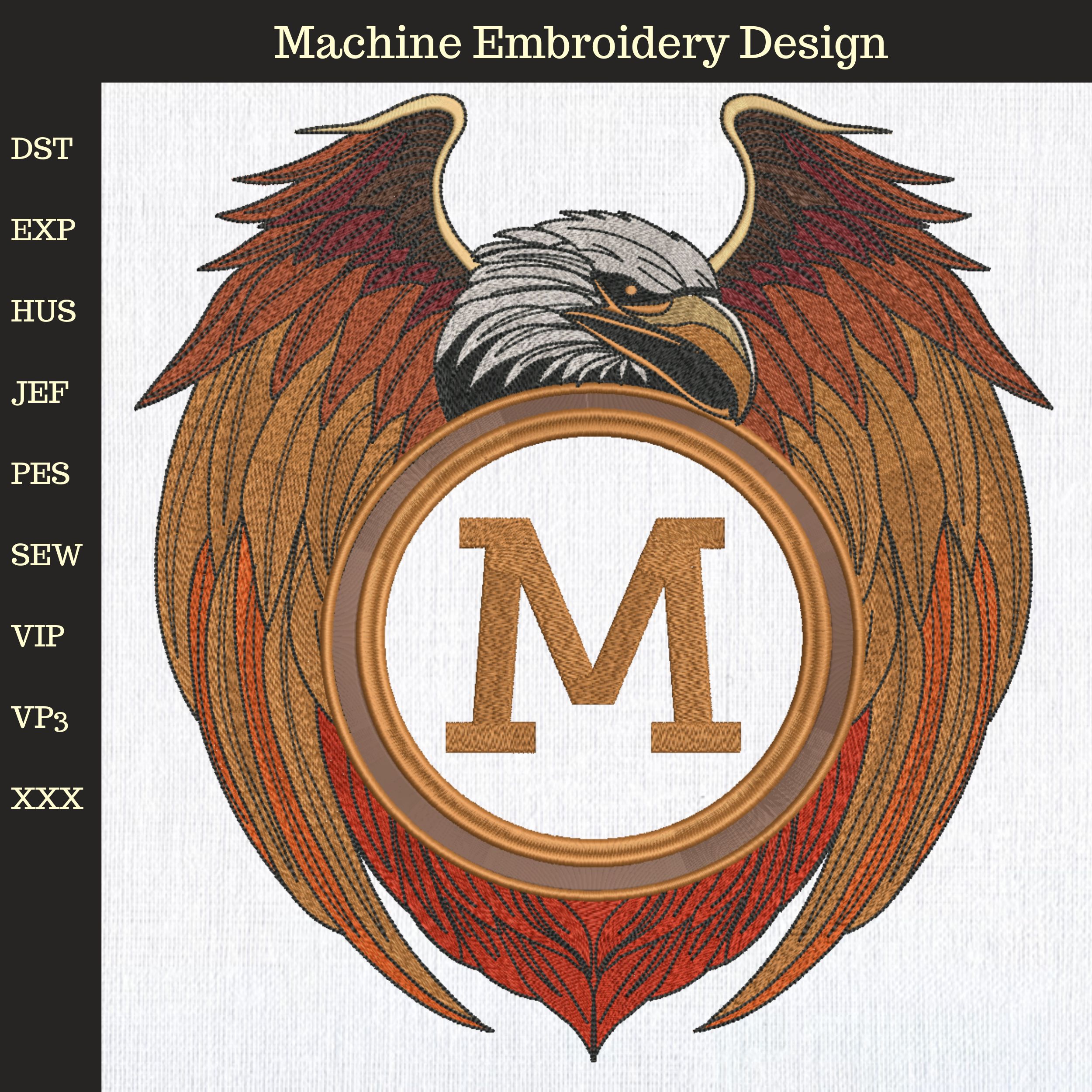 Eagle and Wings Round Monogram Frame-3
