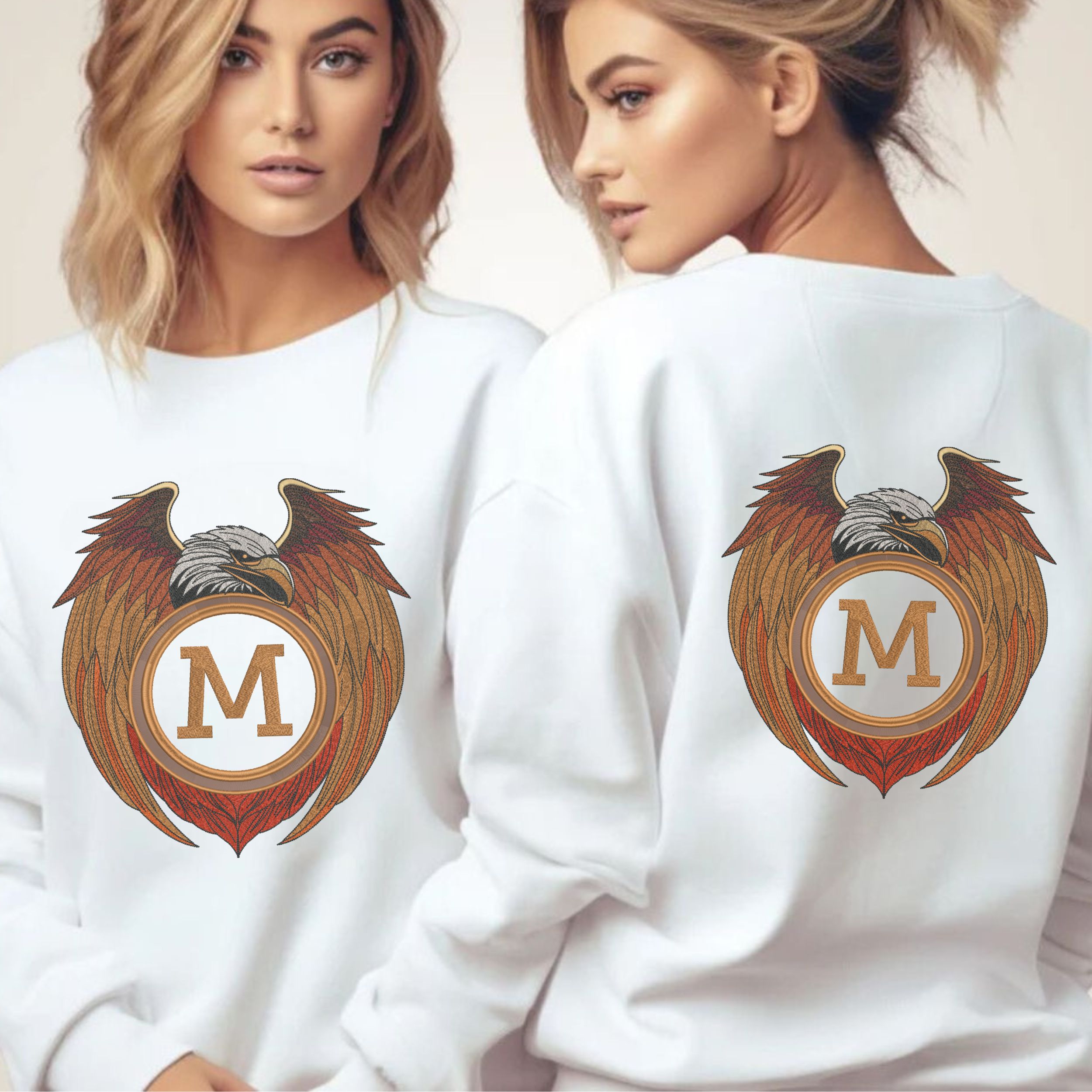 Eagle and Wings Round Monogram Frame-7