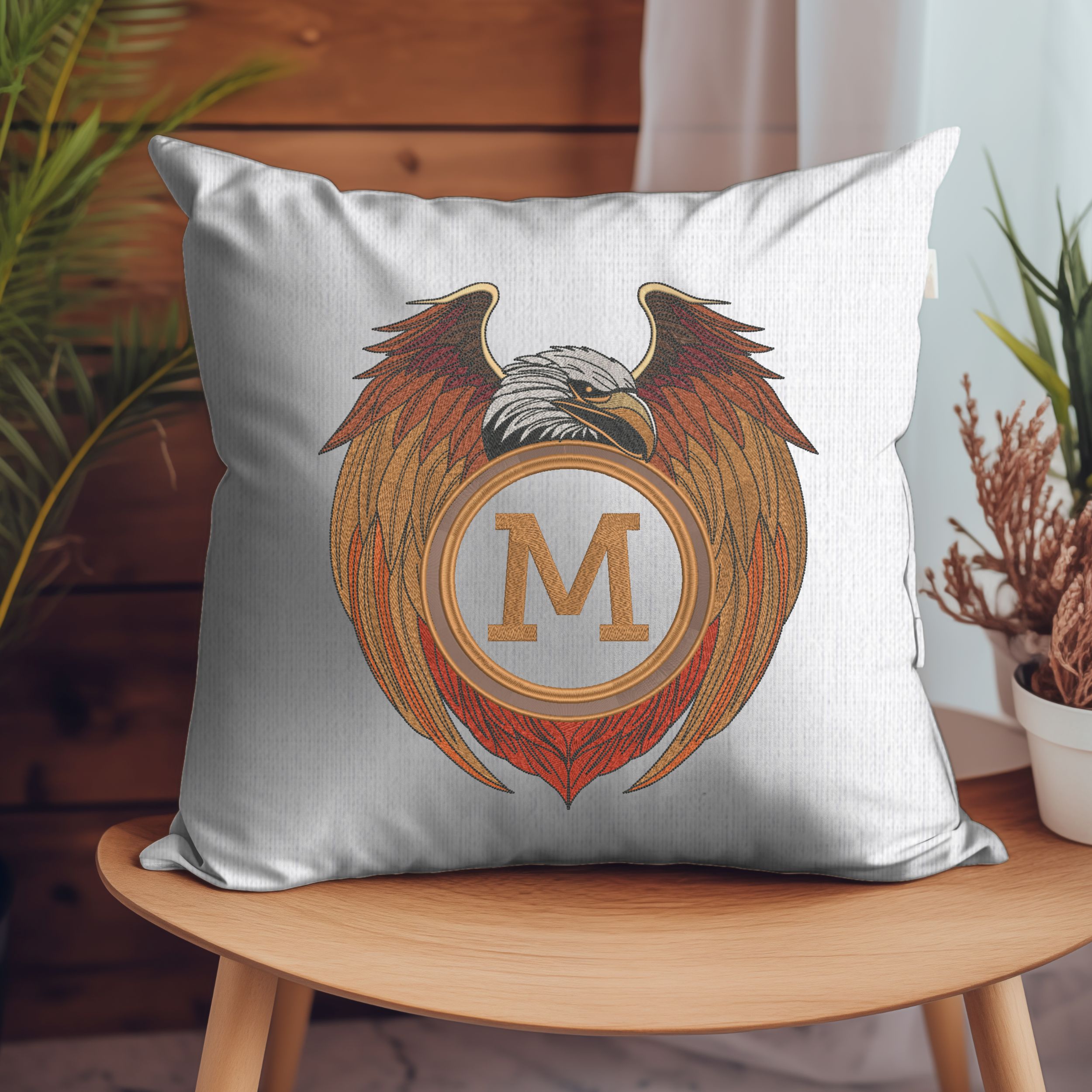 Eagle and Wings Round Monogram Frame-9