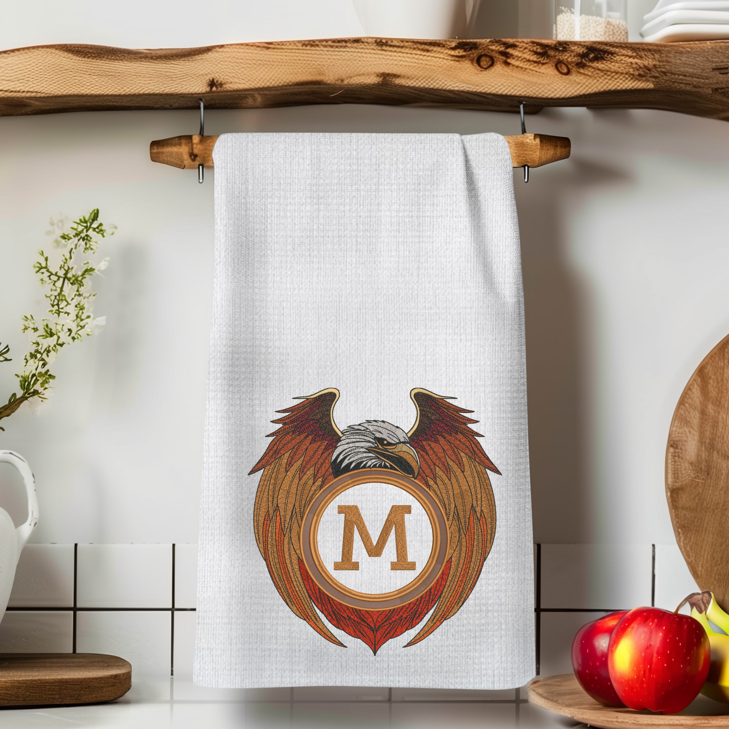 Eagle and Wings Round Monogram Frame-10