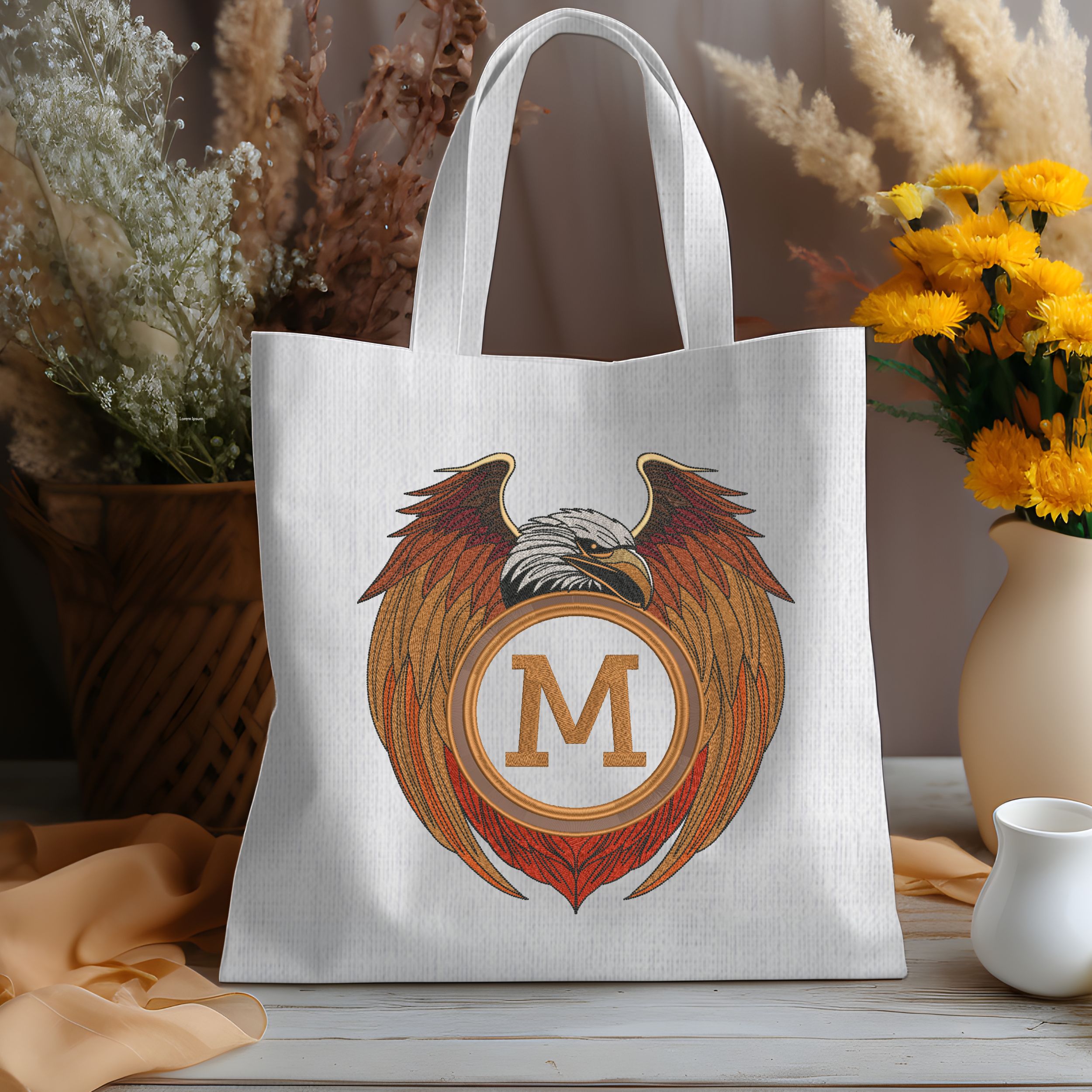 Eagle and Wings Round Monogram Frame-11