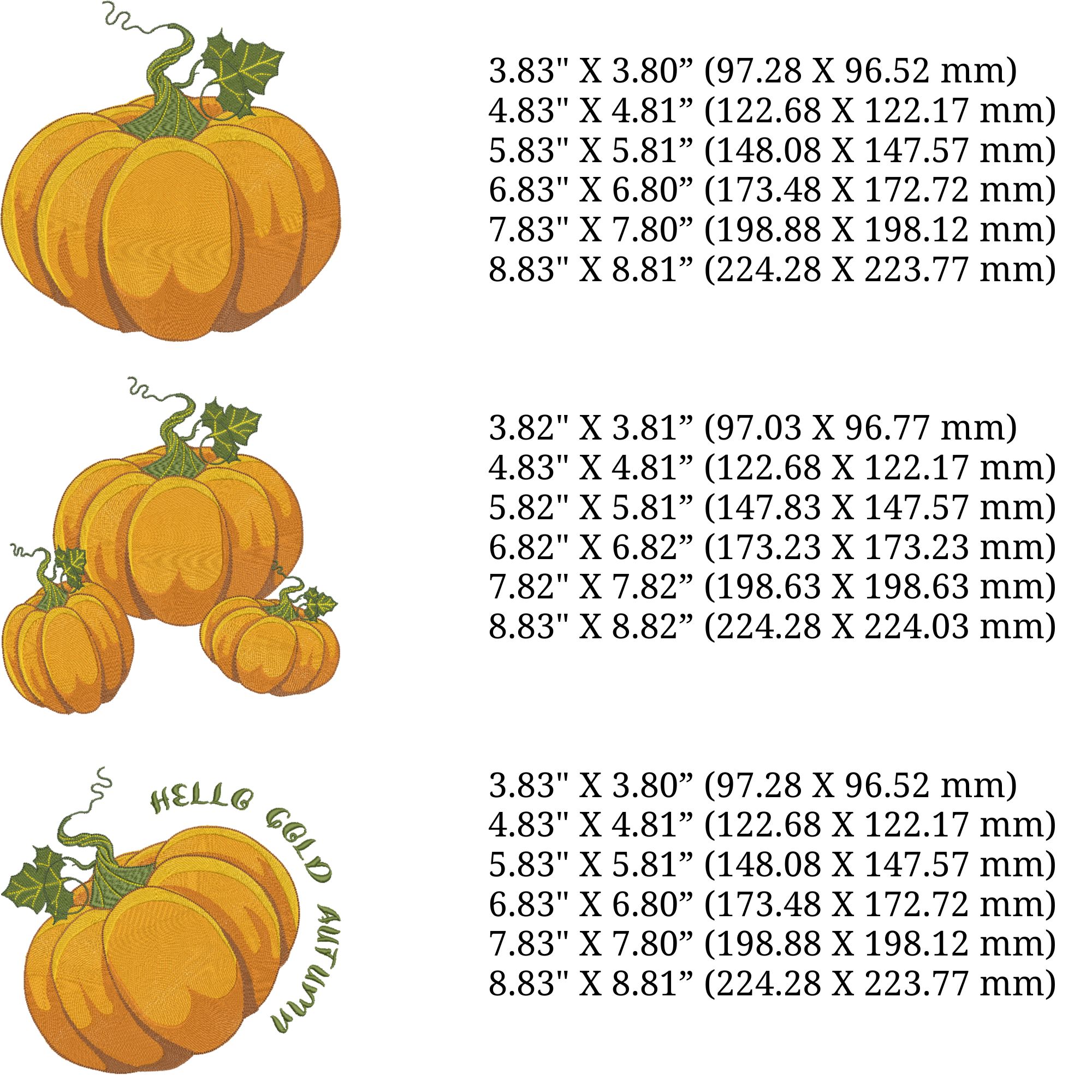 Set of 3 Fall Orange Pumpkin-4