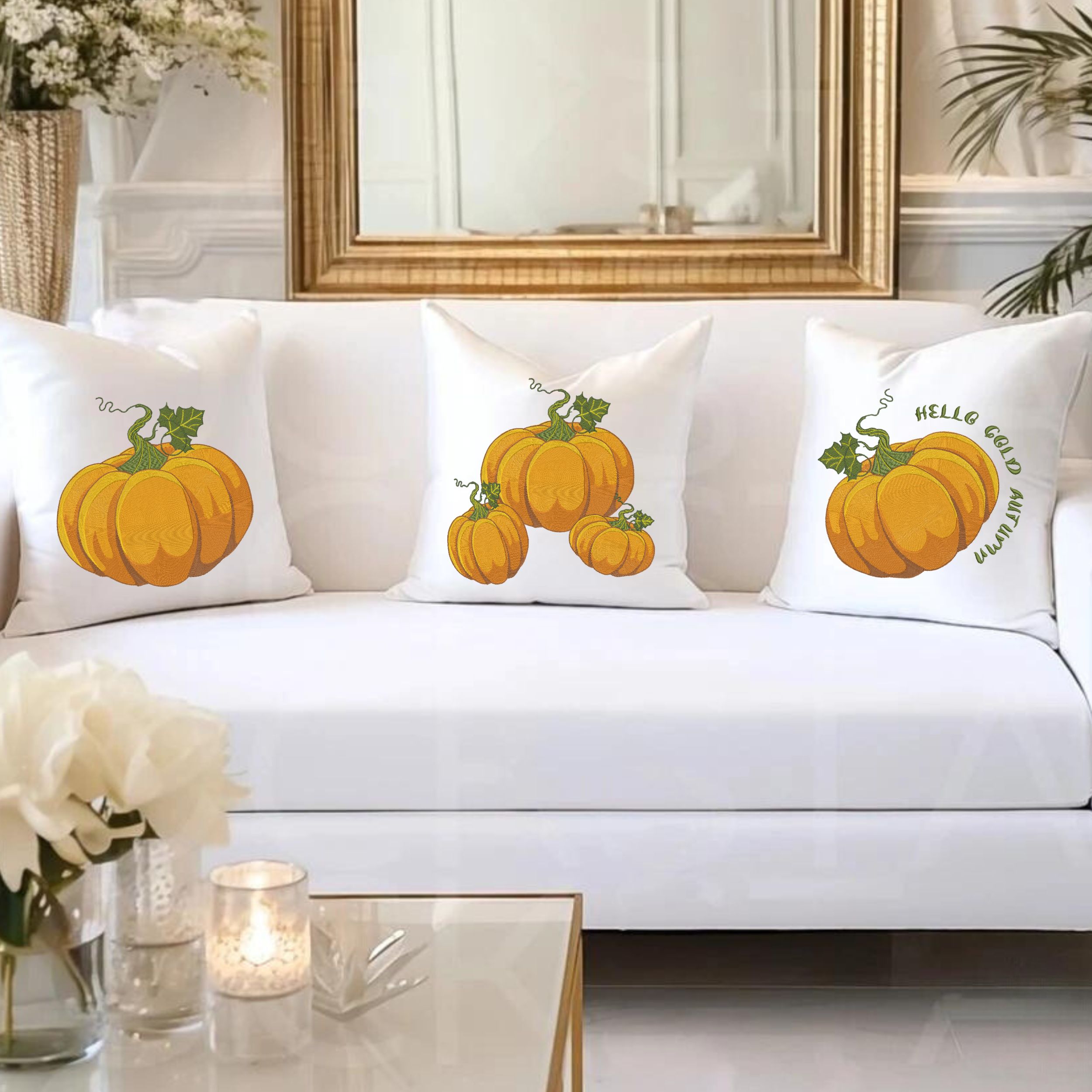 Set of 3 Fall Orange Pumpkin-6