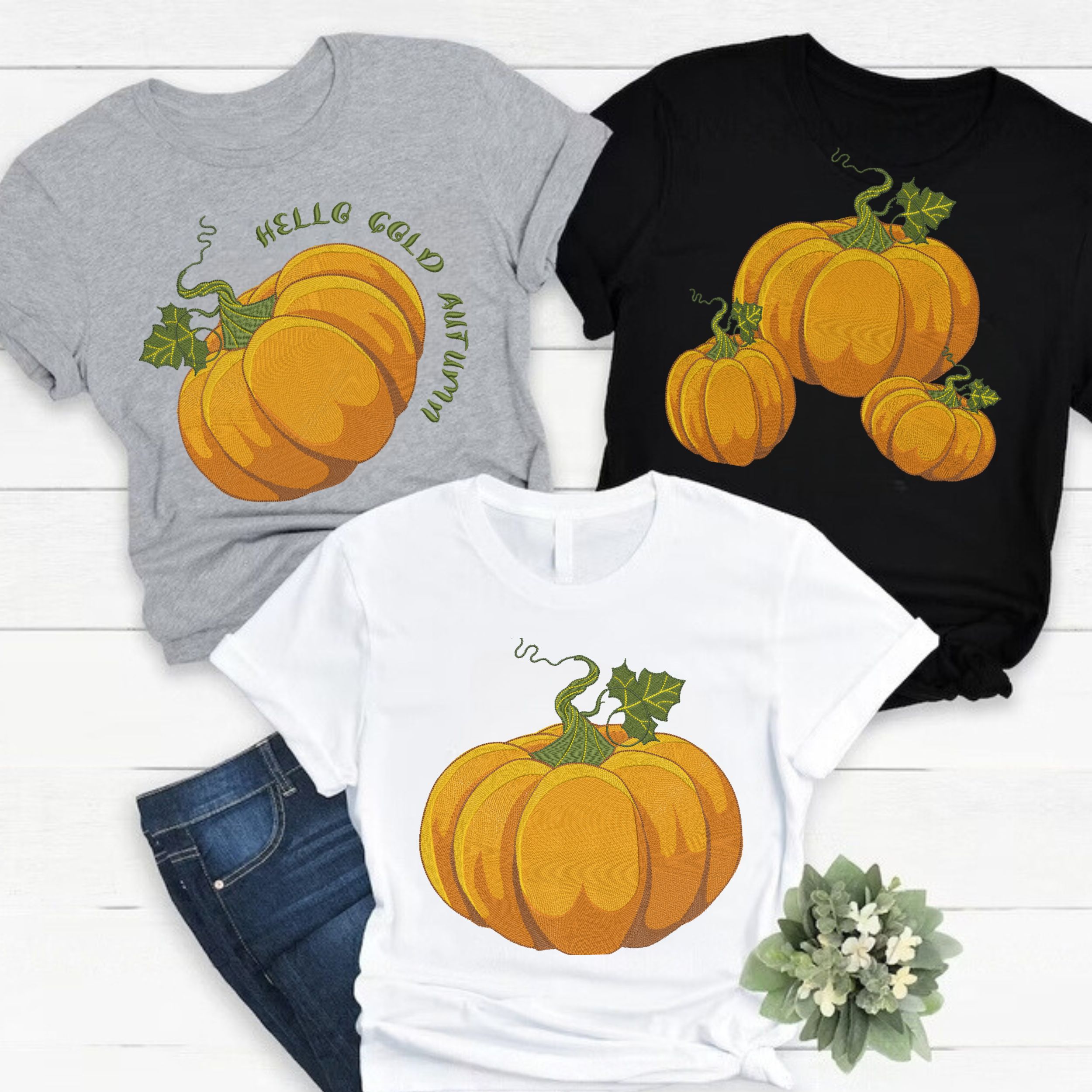 Set of 3 Fall Orange Pumpkin-7