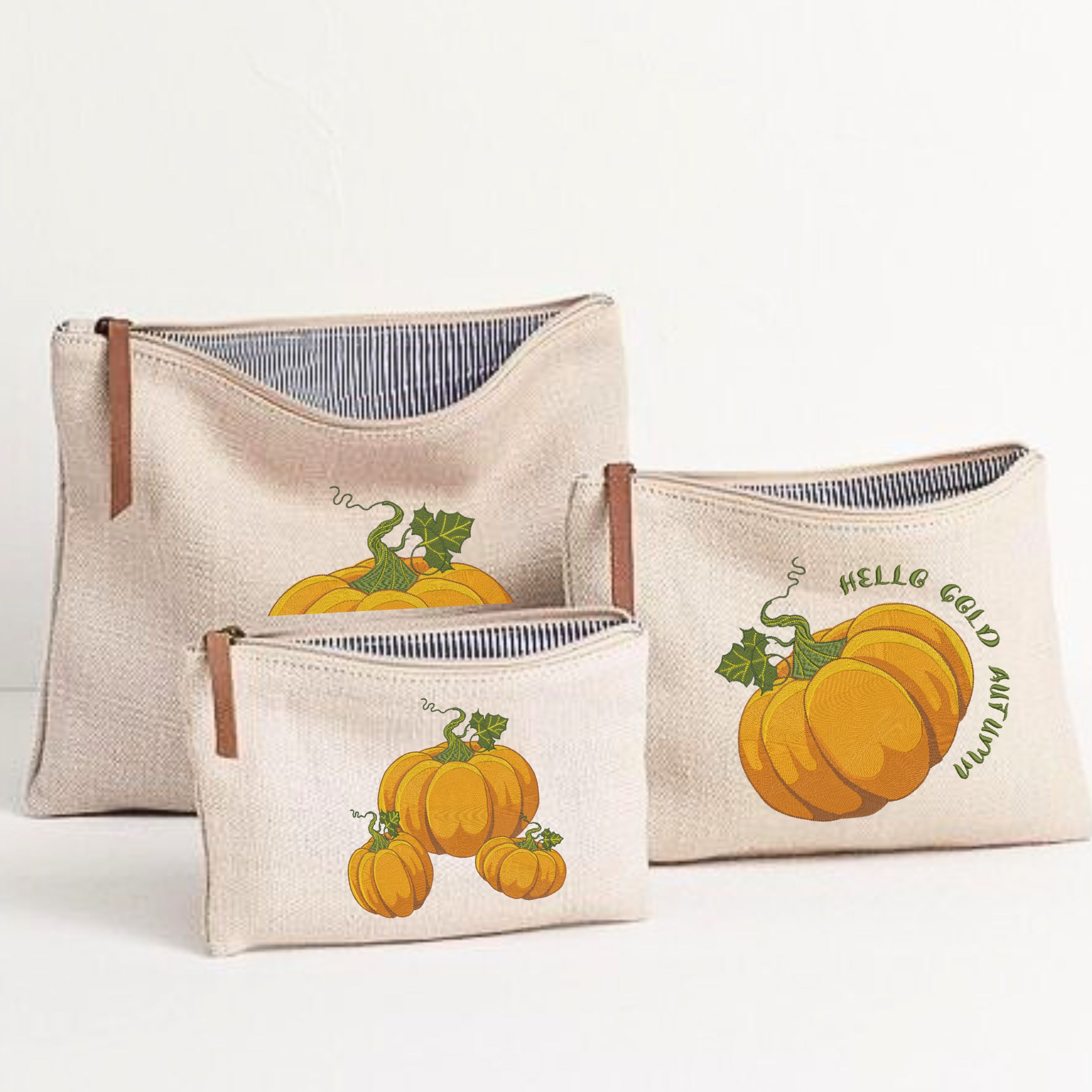 Set of 3 Fall Orange Pumpkin-9