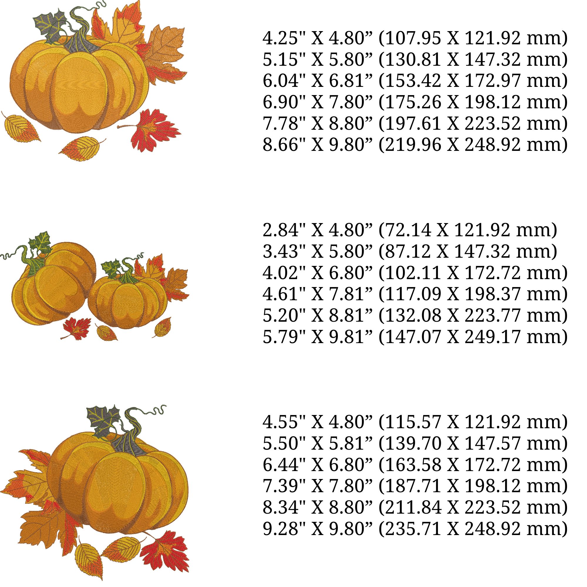 Set of 3 Orange Pumpkin with Fall Leaves-4