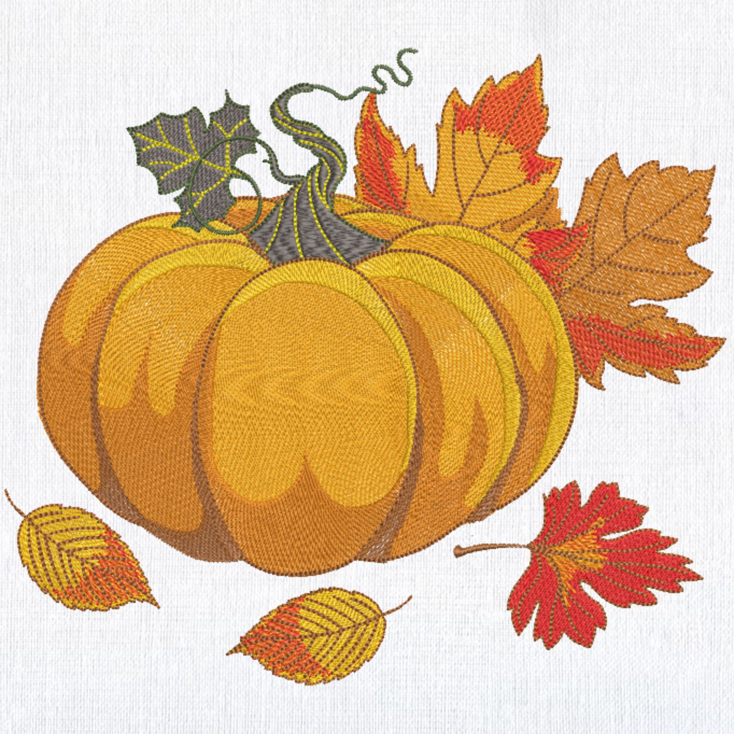 Set of 3 Orange Pumpkin with Fall Leaves-6