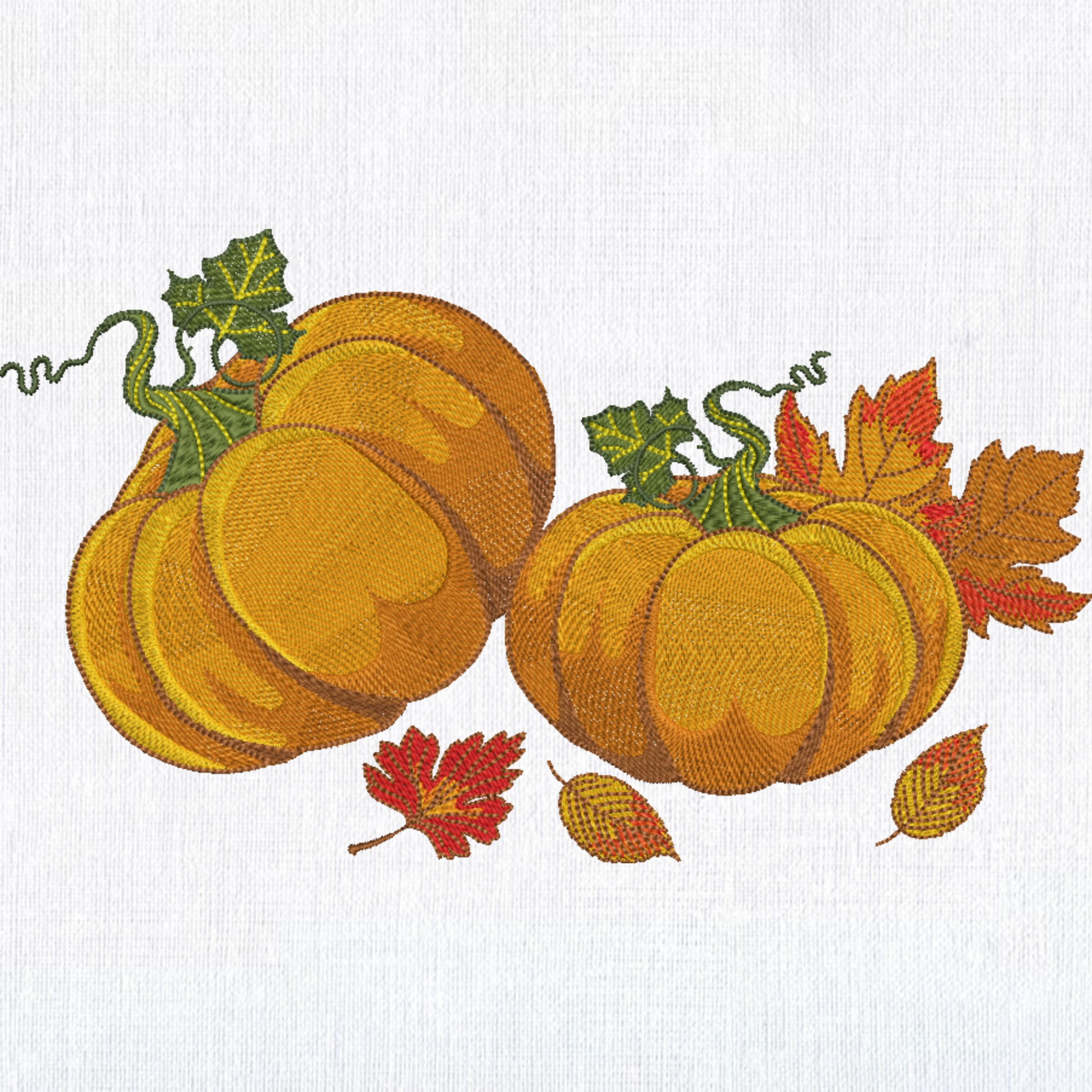 Set of 3 Orange Pumpkin with Fall Leaves-7