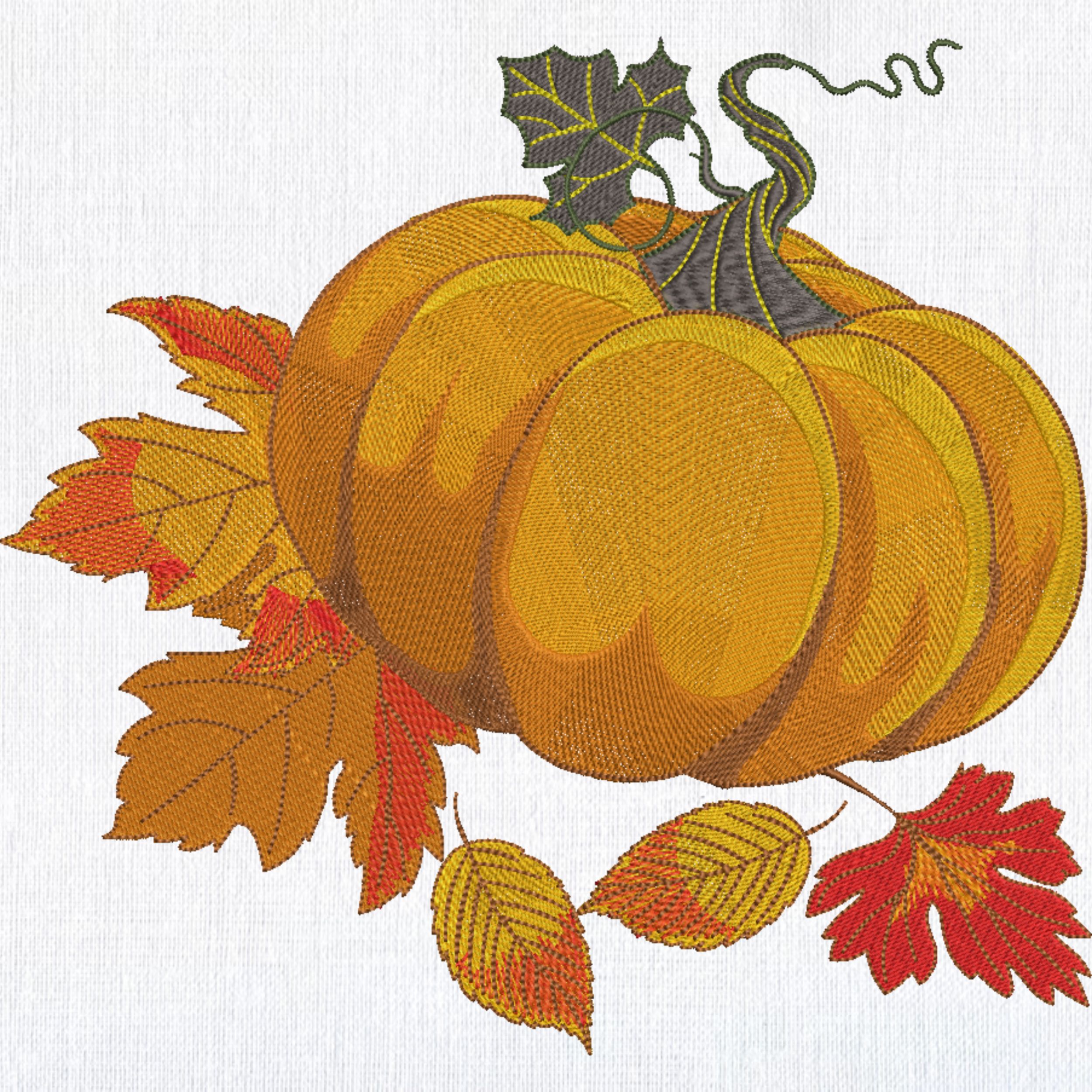 Set of 3 Orange Pumpkin with Fall Leaves-8