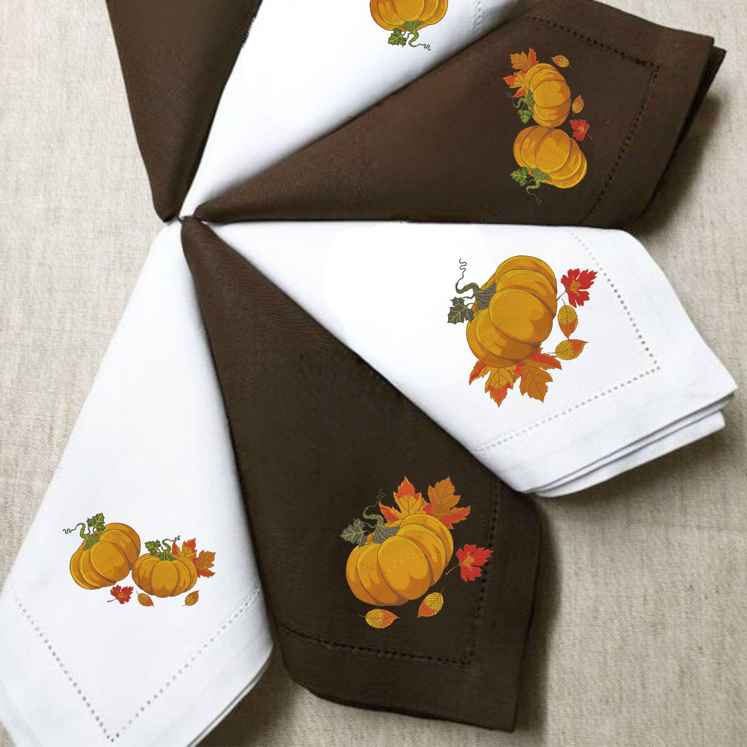 Set of 3 Orange Pumpkin with Fall Leaves-11