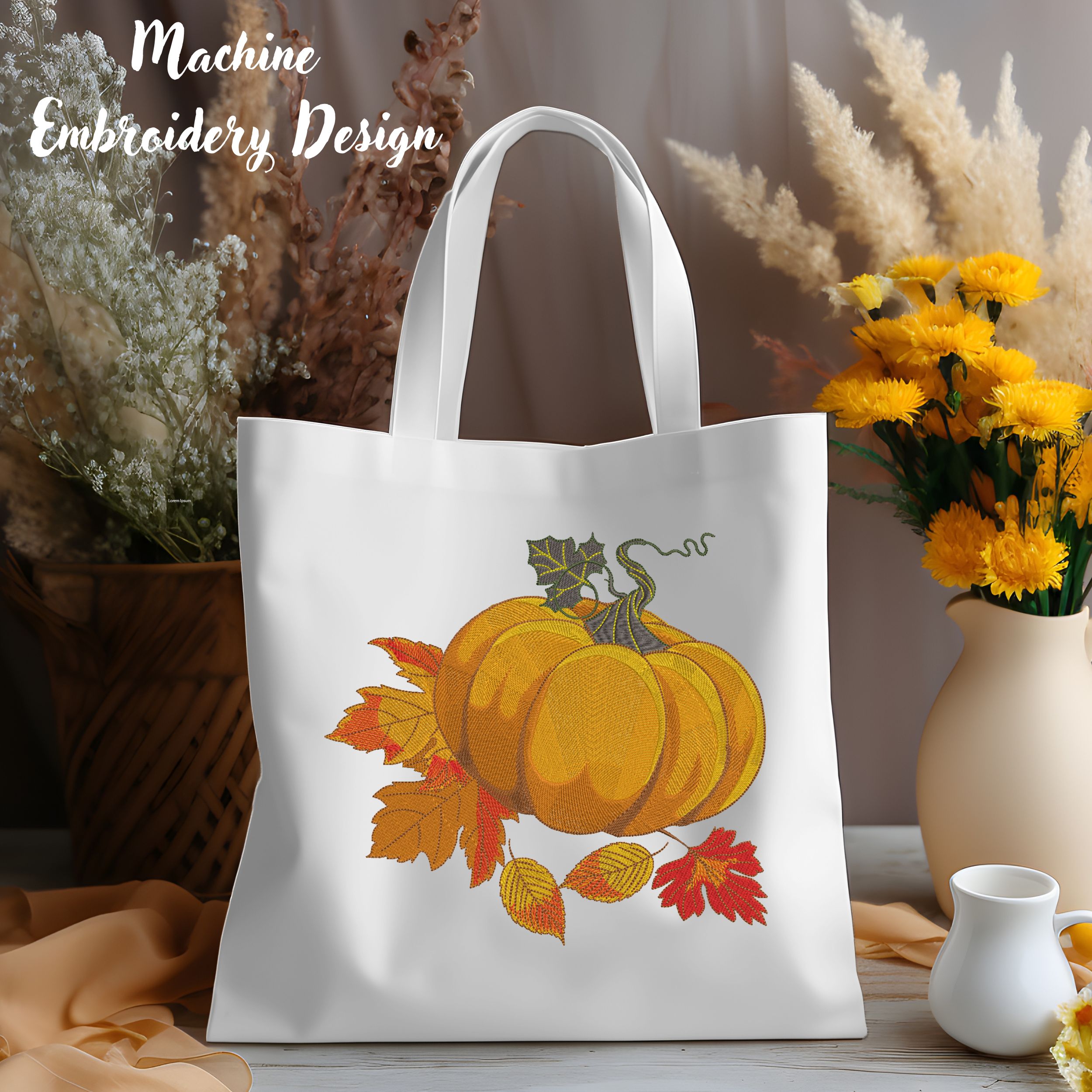 Orange Pumpkin with Fall Leaves-8