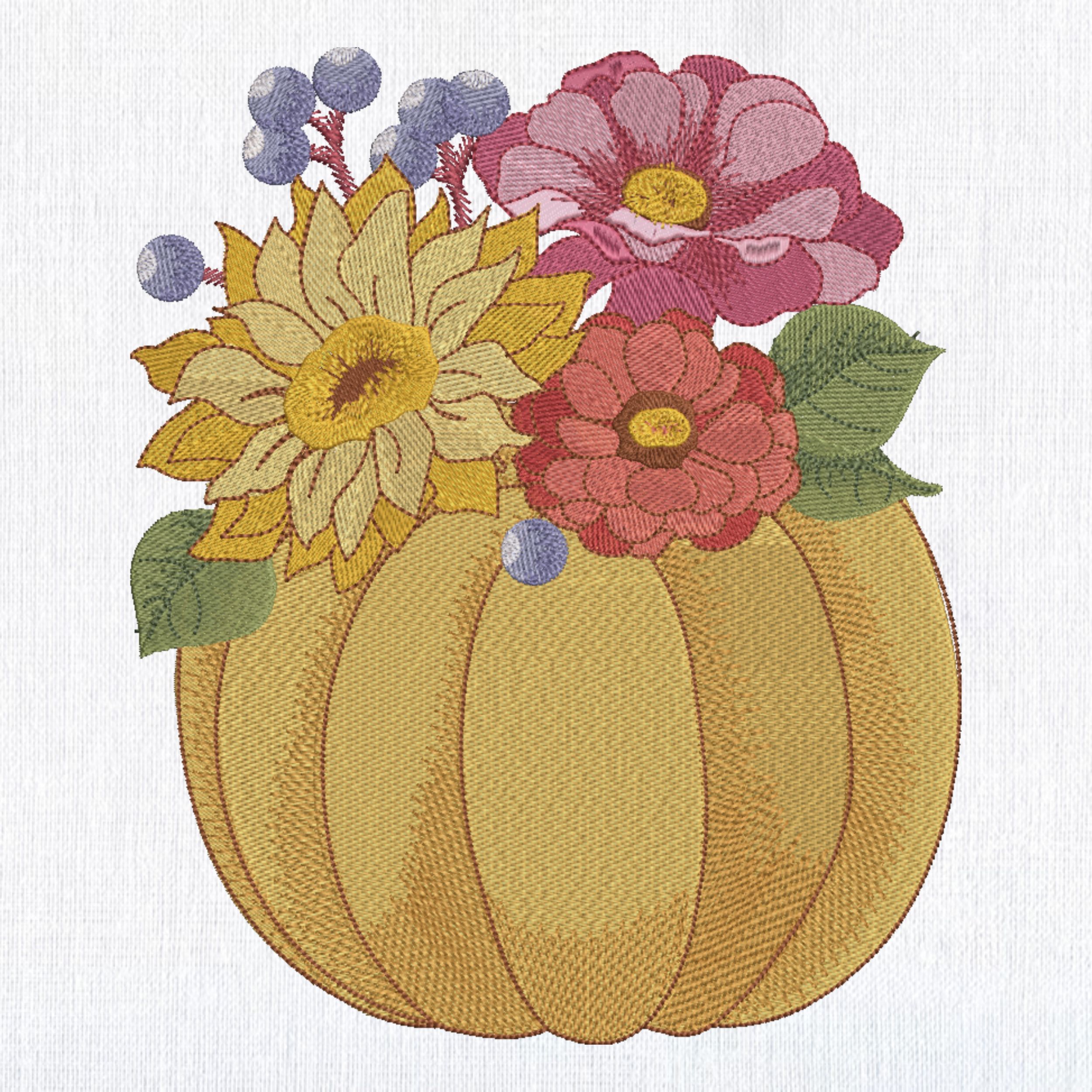 Fall Pumpkin and Flowers-3