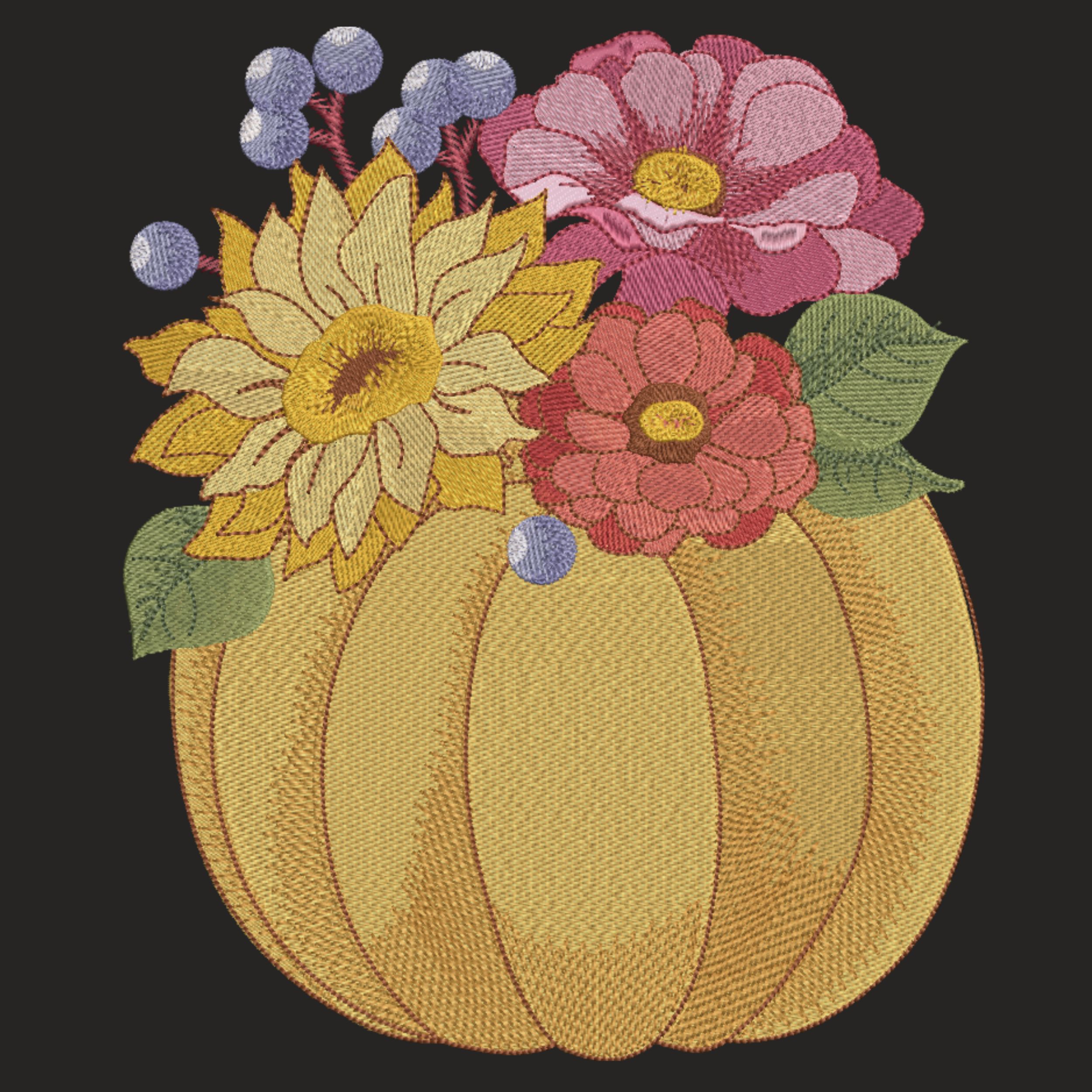 Fall Pumpkin and Flowers-5