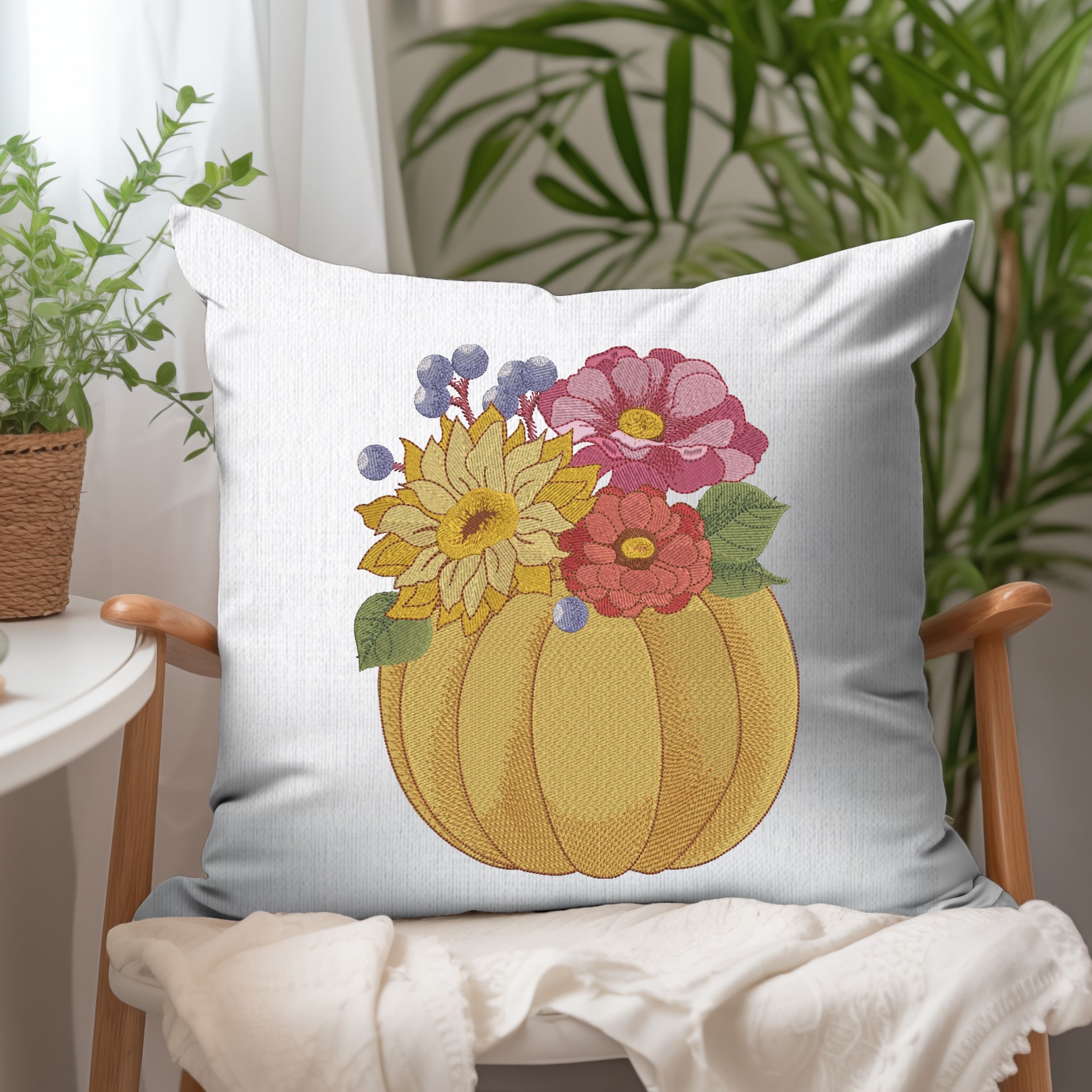 Fall Pumpkin and Flowers-6
