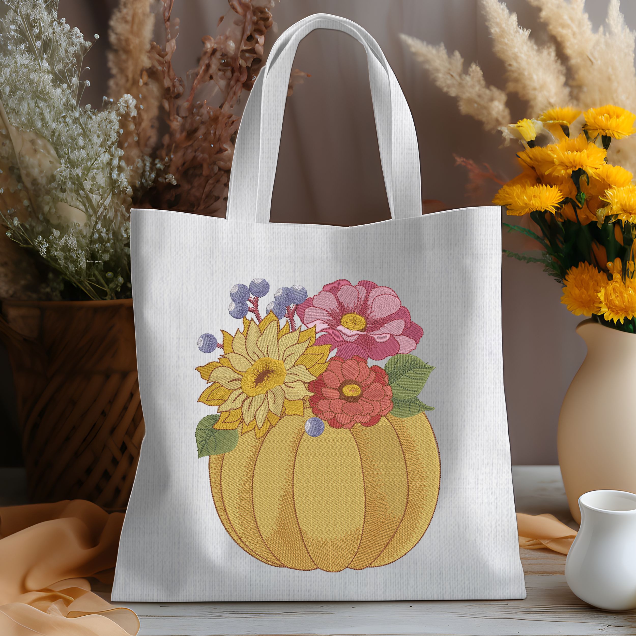 Fall Pumpkin and Flowers-9