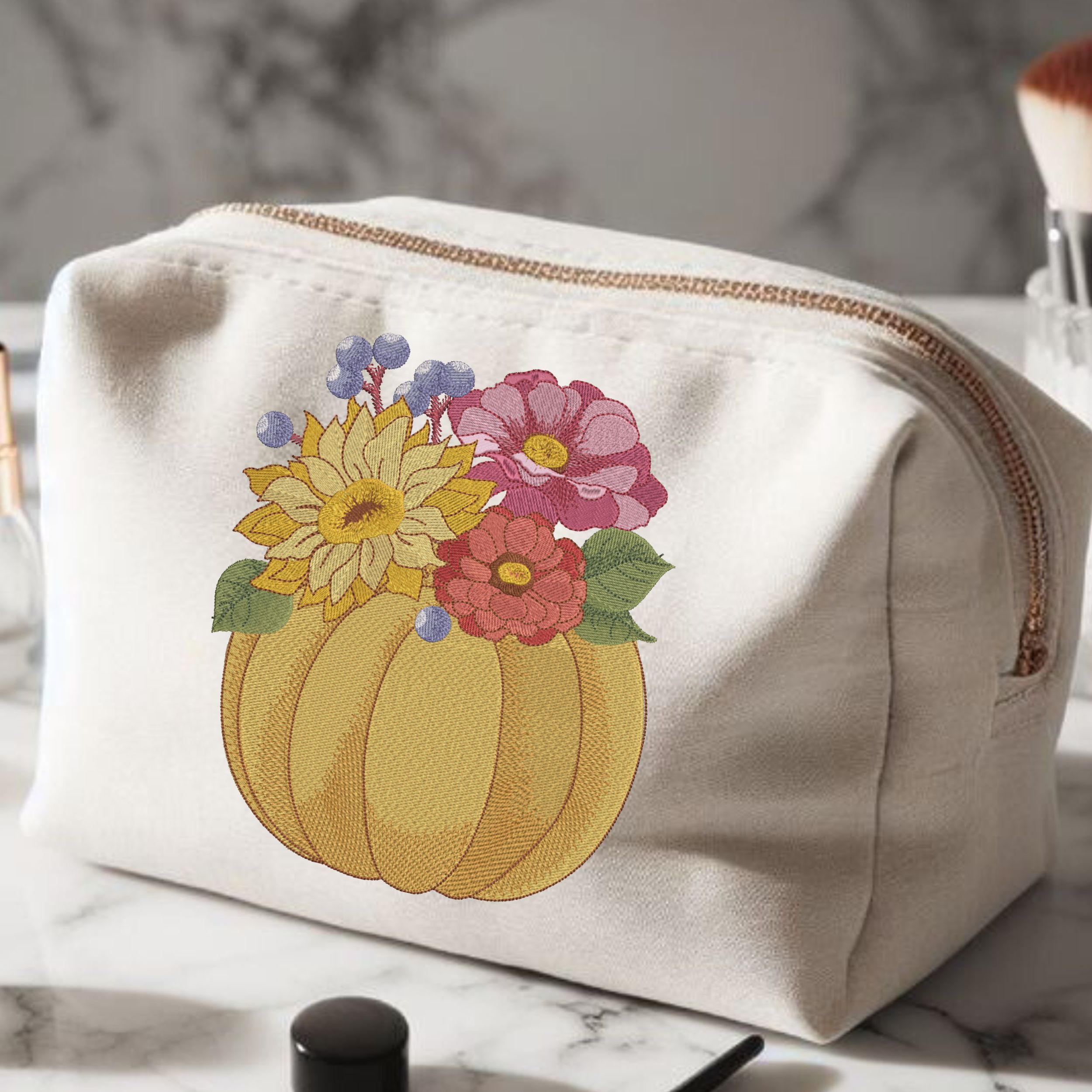 Fall Pumpkin and Flowers-11