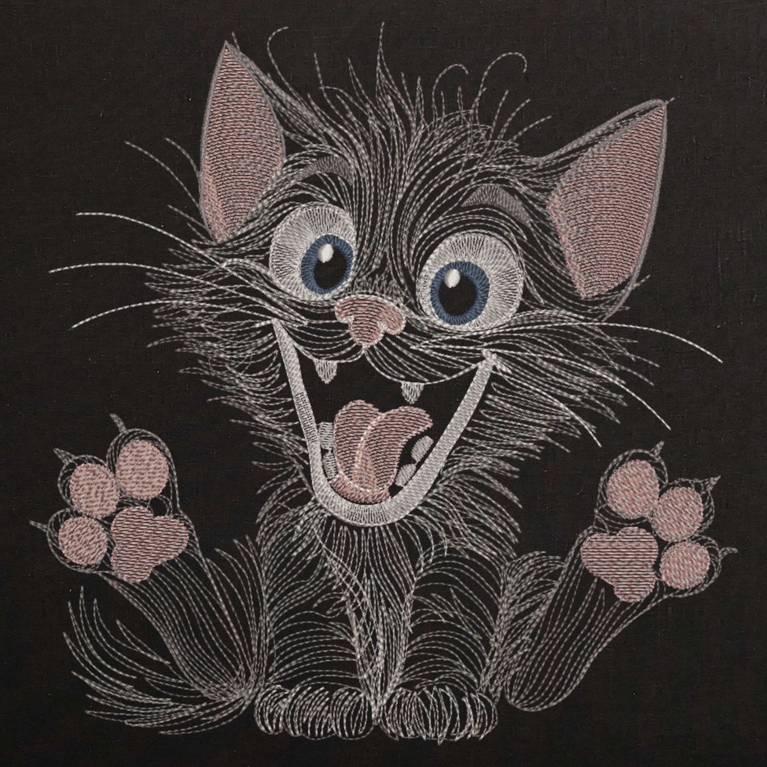 Funny Furry Black Cartoon Cat-3