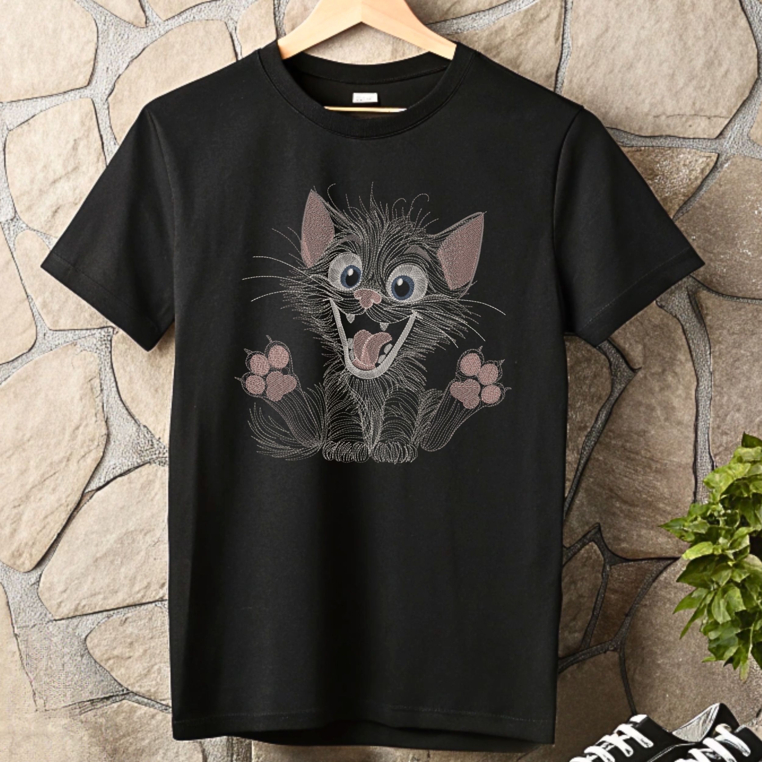 Funny Furry Black Cartoon Cat-6