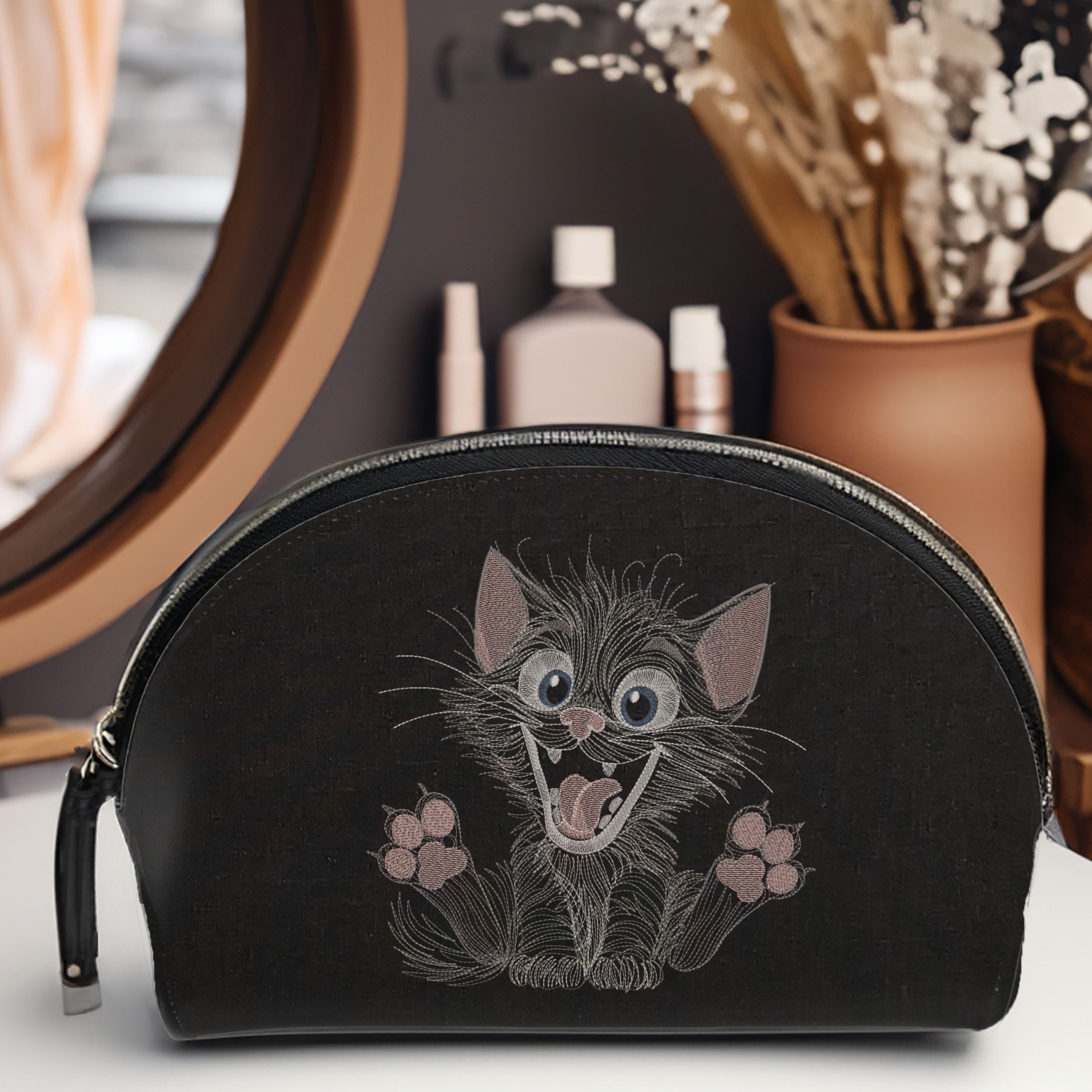 Funny Furry Black Cartoon Cat-8