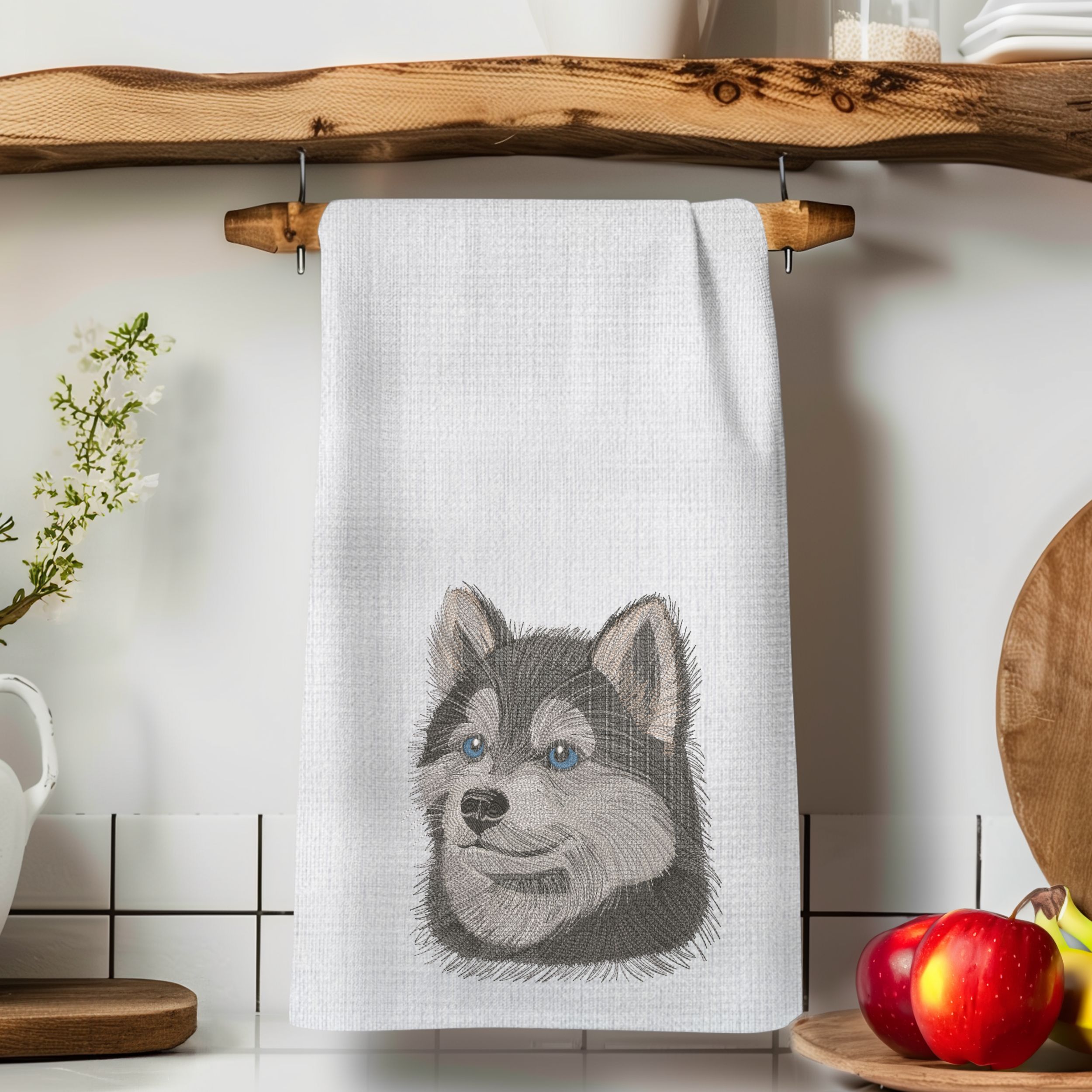 Realistic Face Fluffy Husky Puppy-9