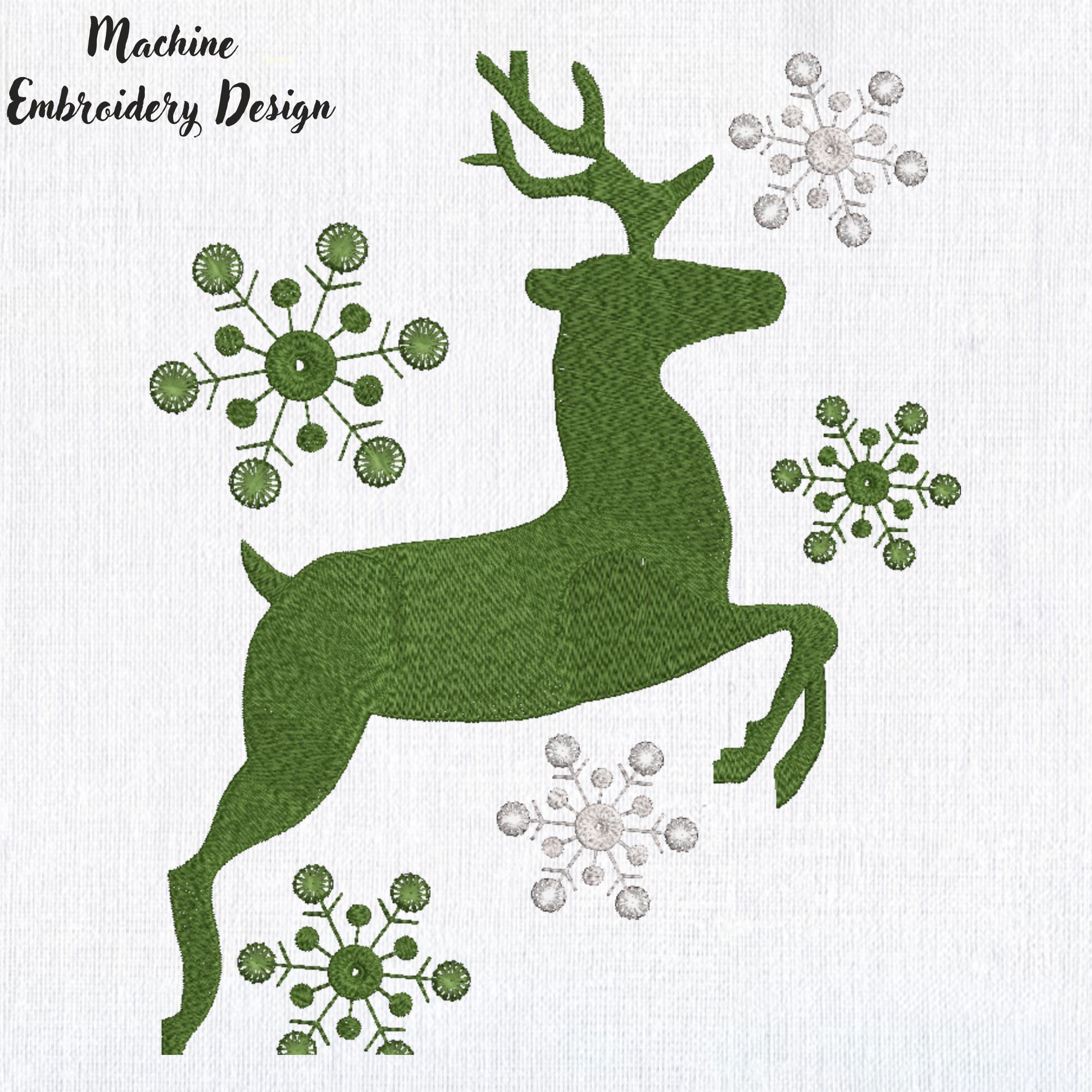 Christmas Deer and Snowflakes-3