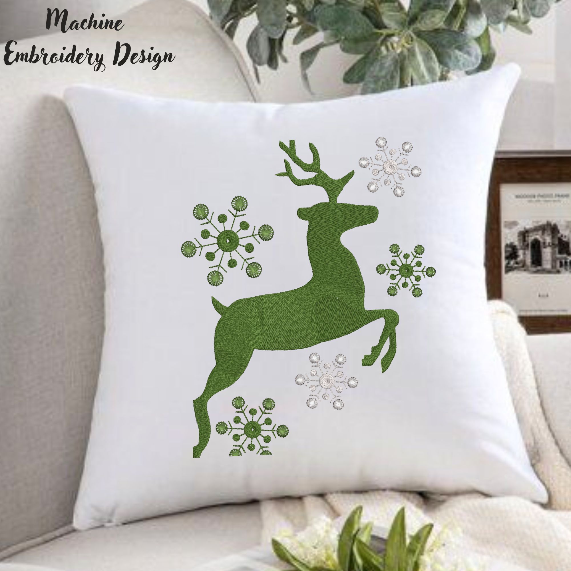 Christmas Deer and Snowflakes-6
