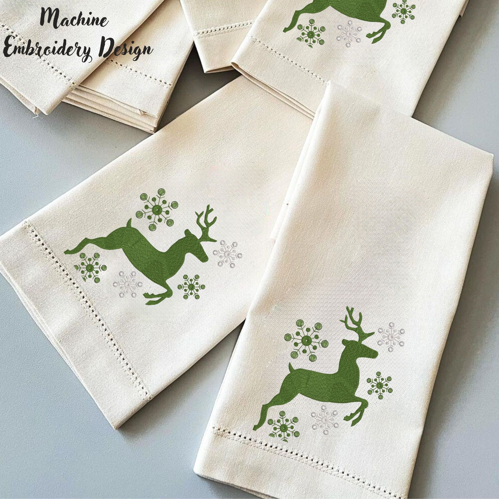 Christmas Deer and Snowflakes-8