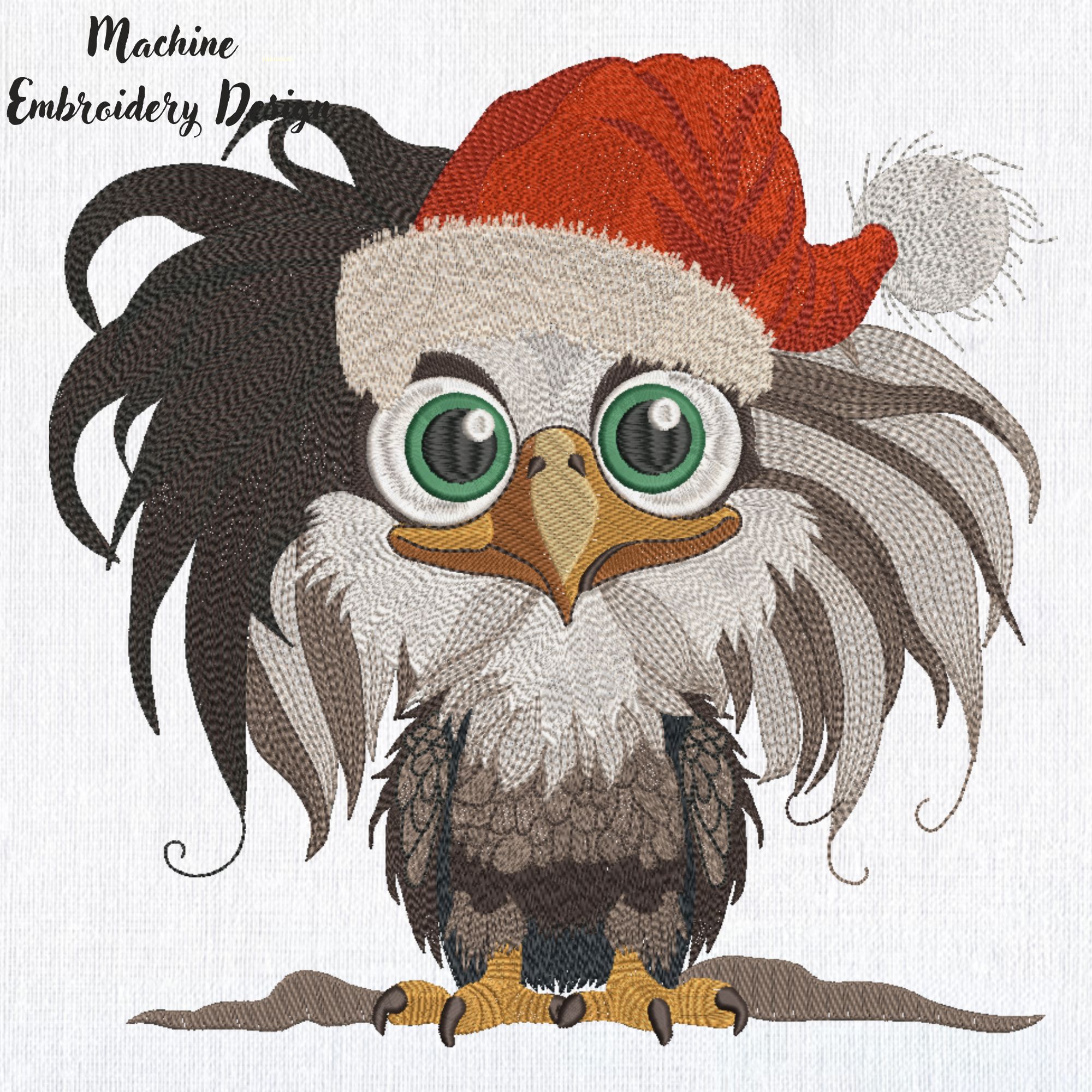 Christmas Eagle in Santa Hat-3