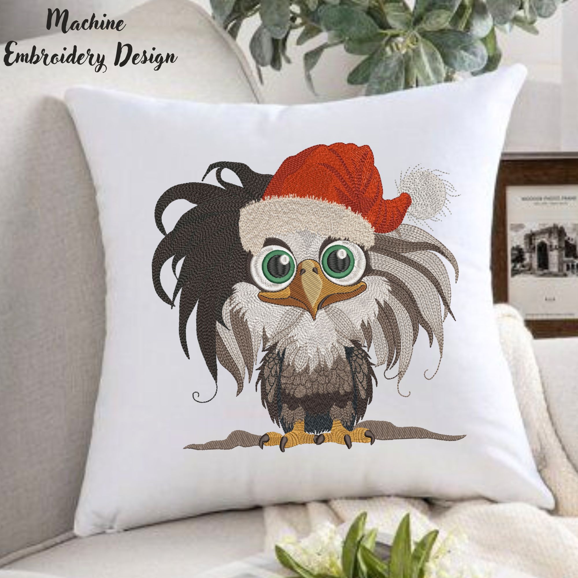 Christmas Eagle in Santa Hat-6