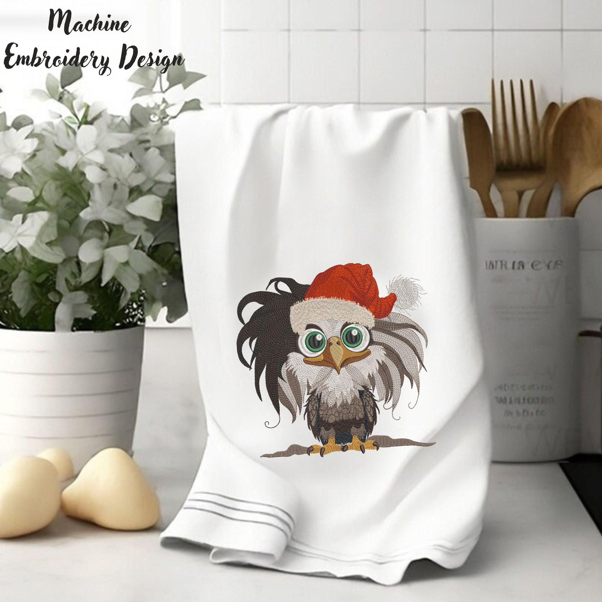 Christmas Eagle in Santa Hat-7