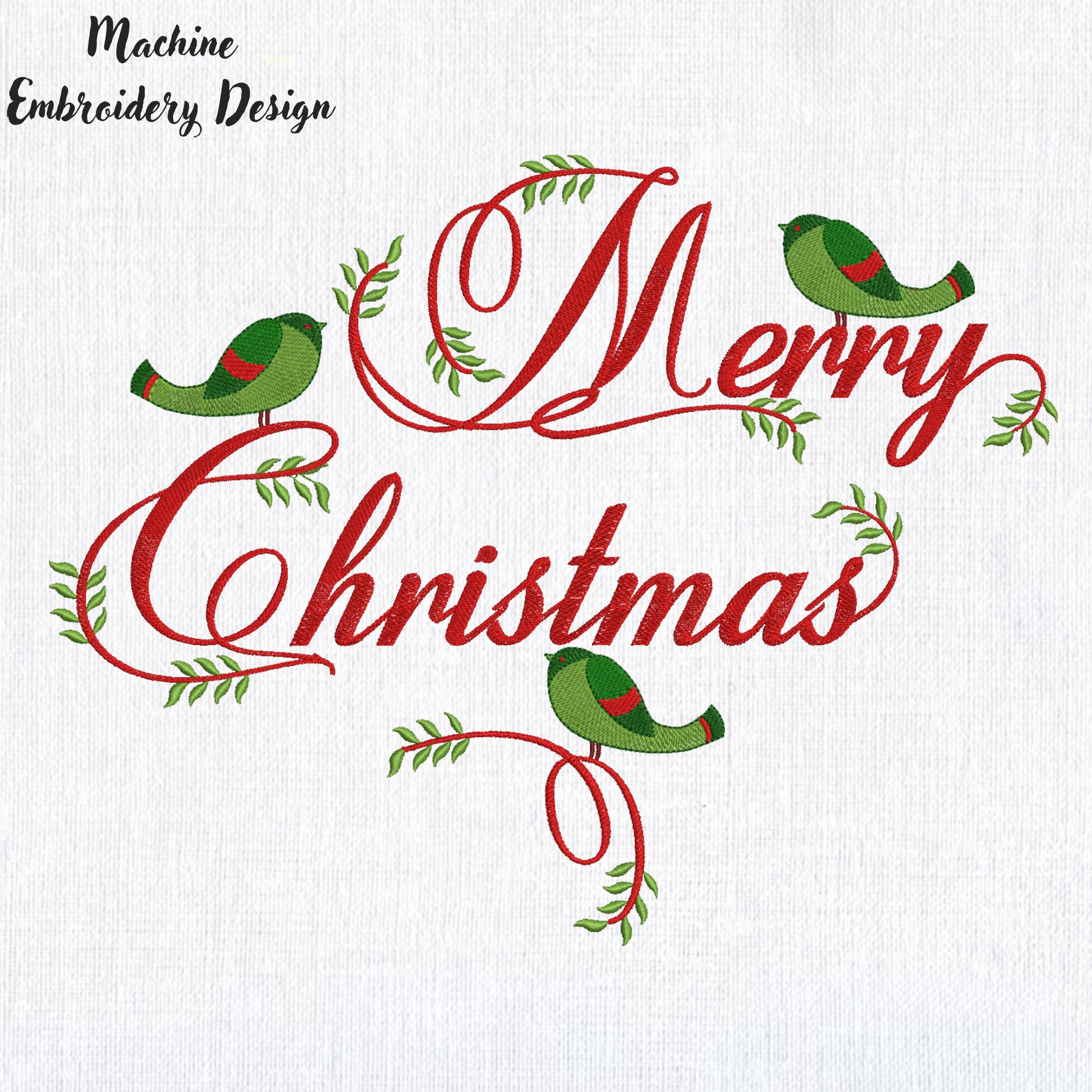 Merry Christmas Birds and Leaves-3