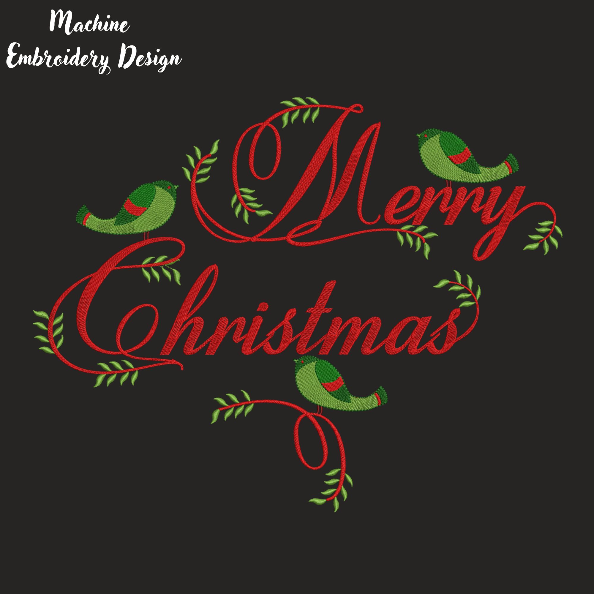 Merry Christmas Birds and Leaves-5